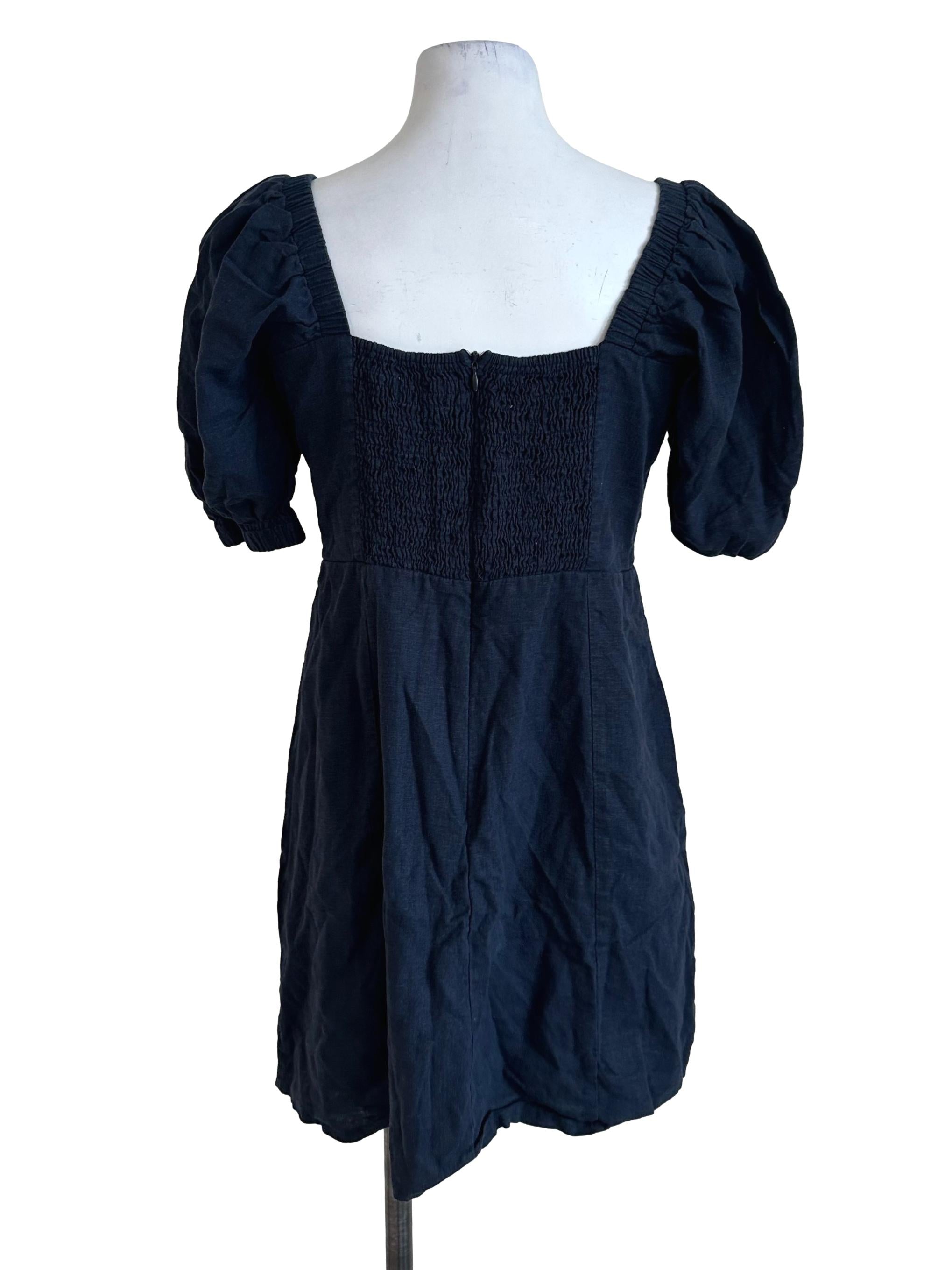 Midnight Blue Square Neck A Line Dress