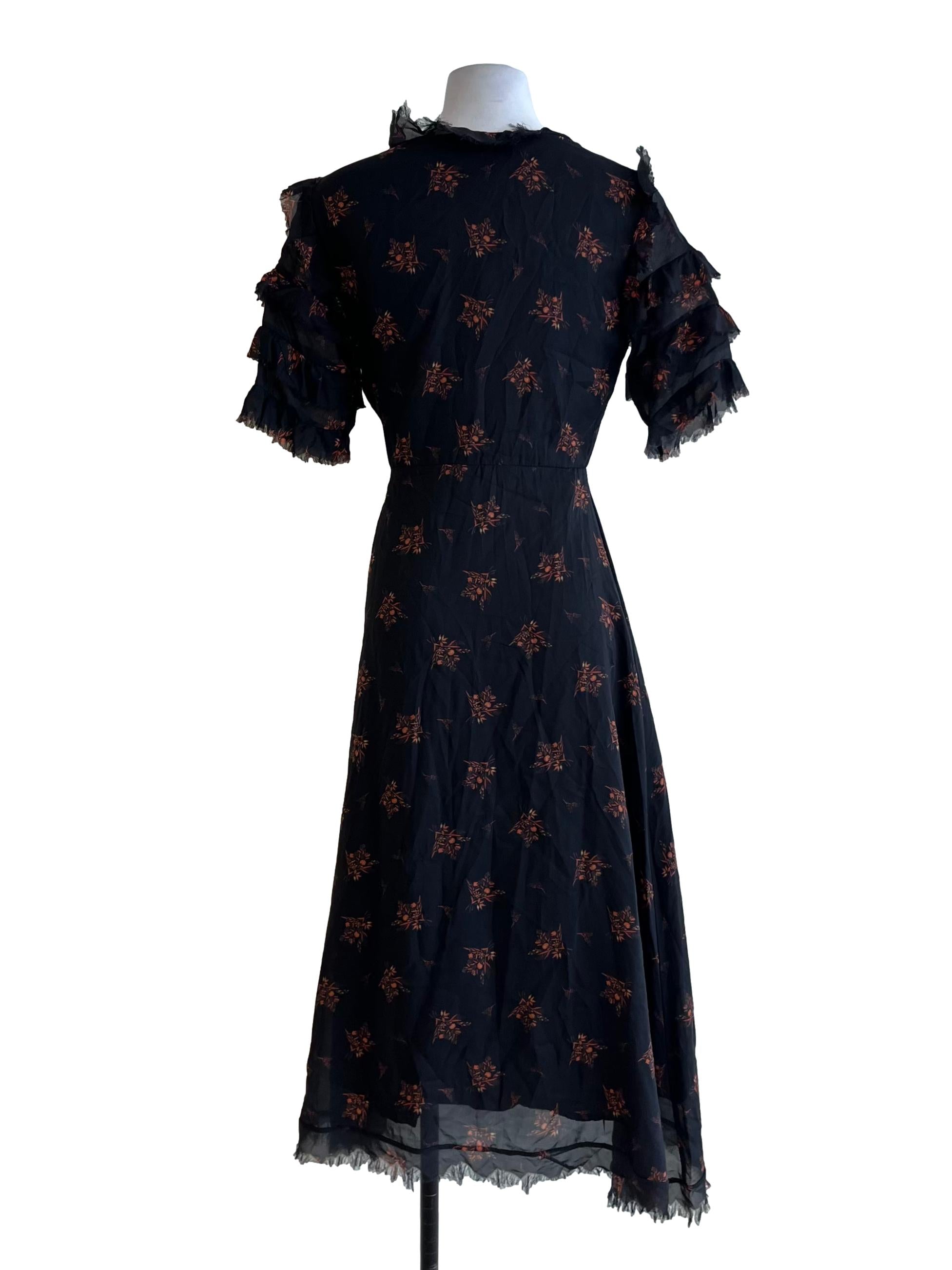 Black Floral Wrap Dress