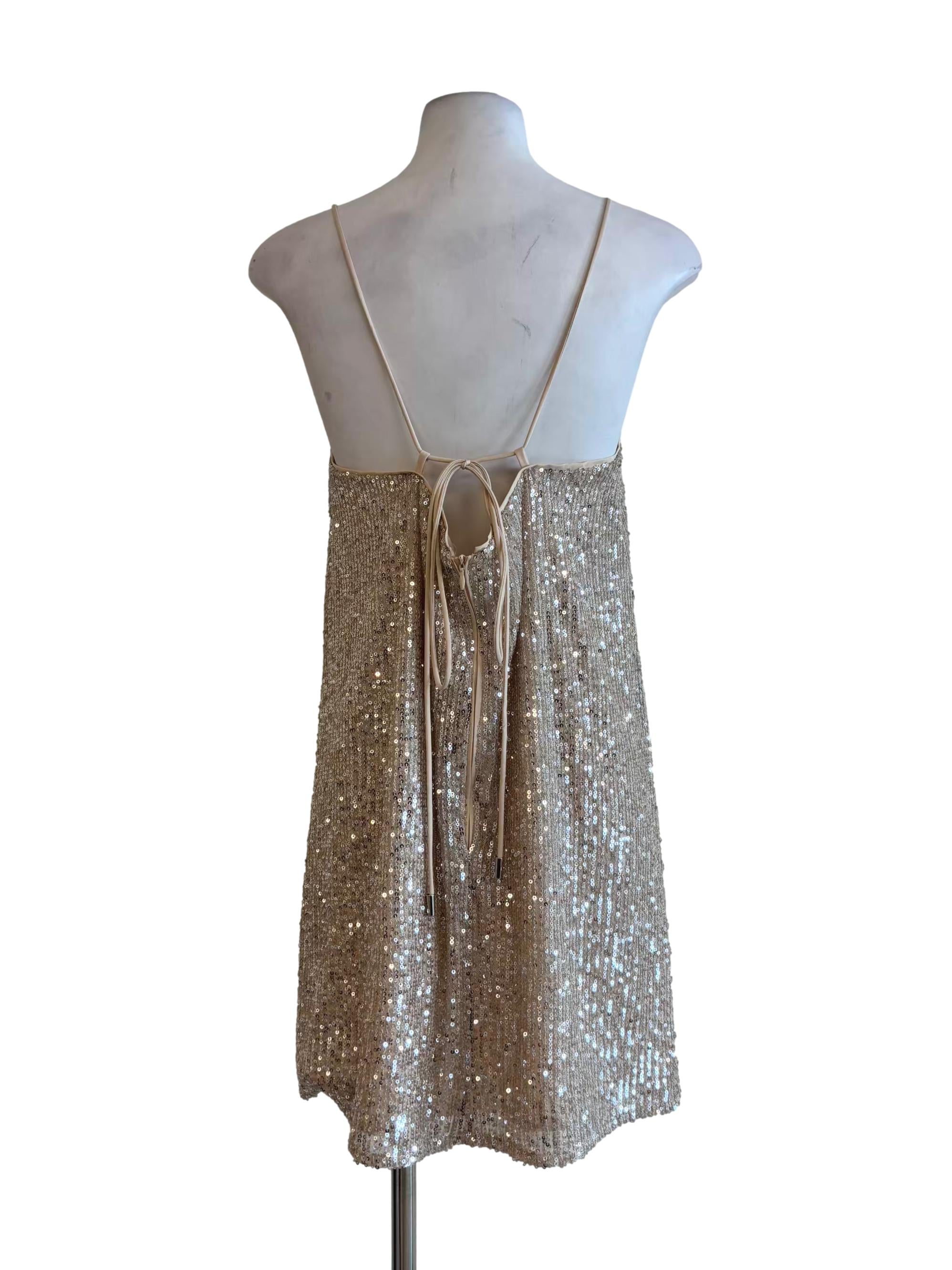 Cashmere Sequin Slip Dress