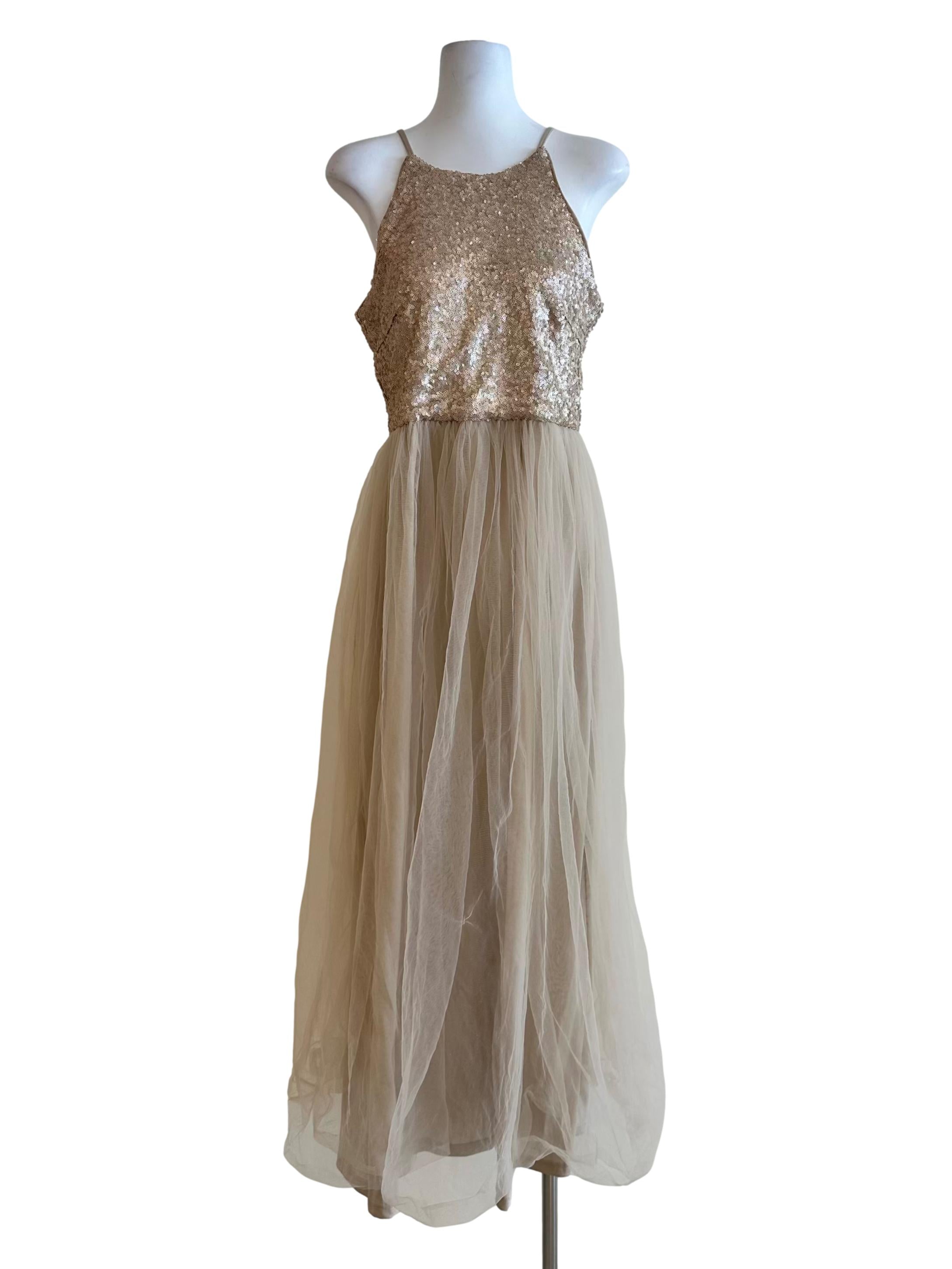 Latte Beige Sequin Dress