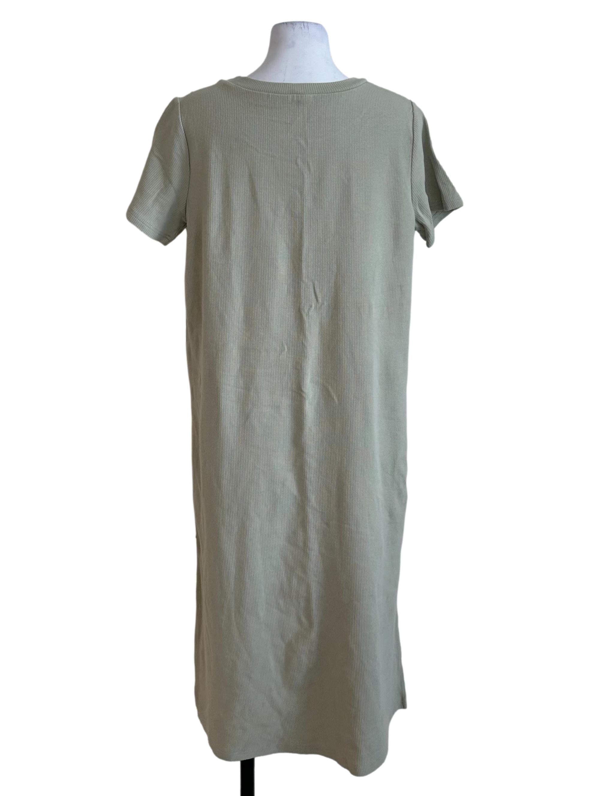 Sage Green Round Neck Slit Tee Dress