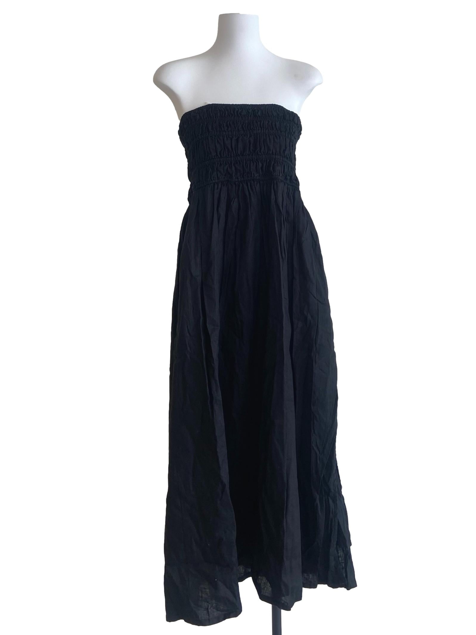 Black Strapless Slit Empire Dress