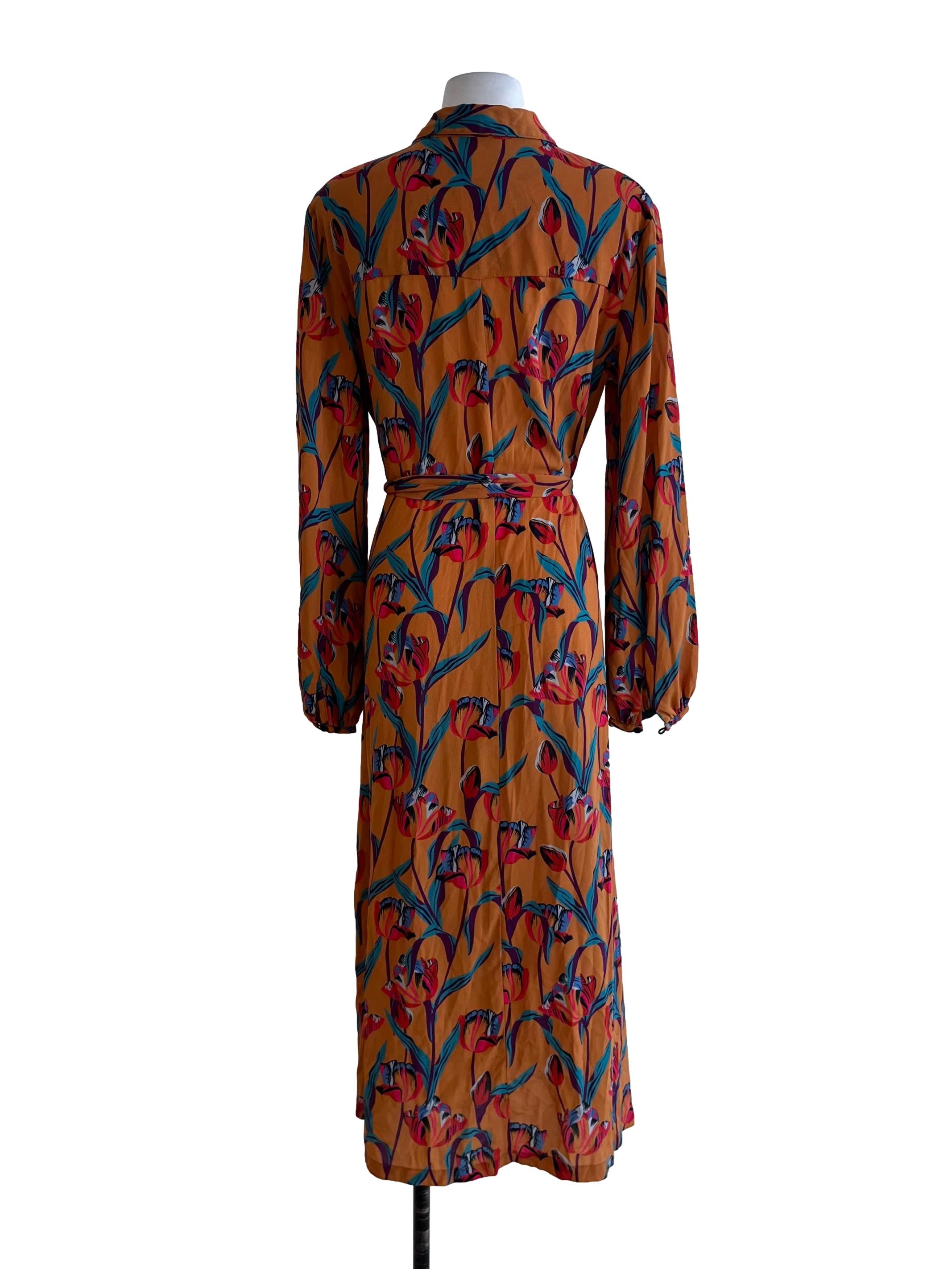 Apricot Orange Floral Empire Dress