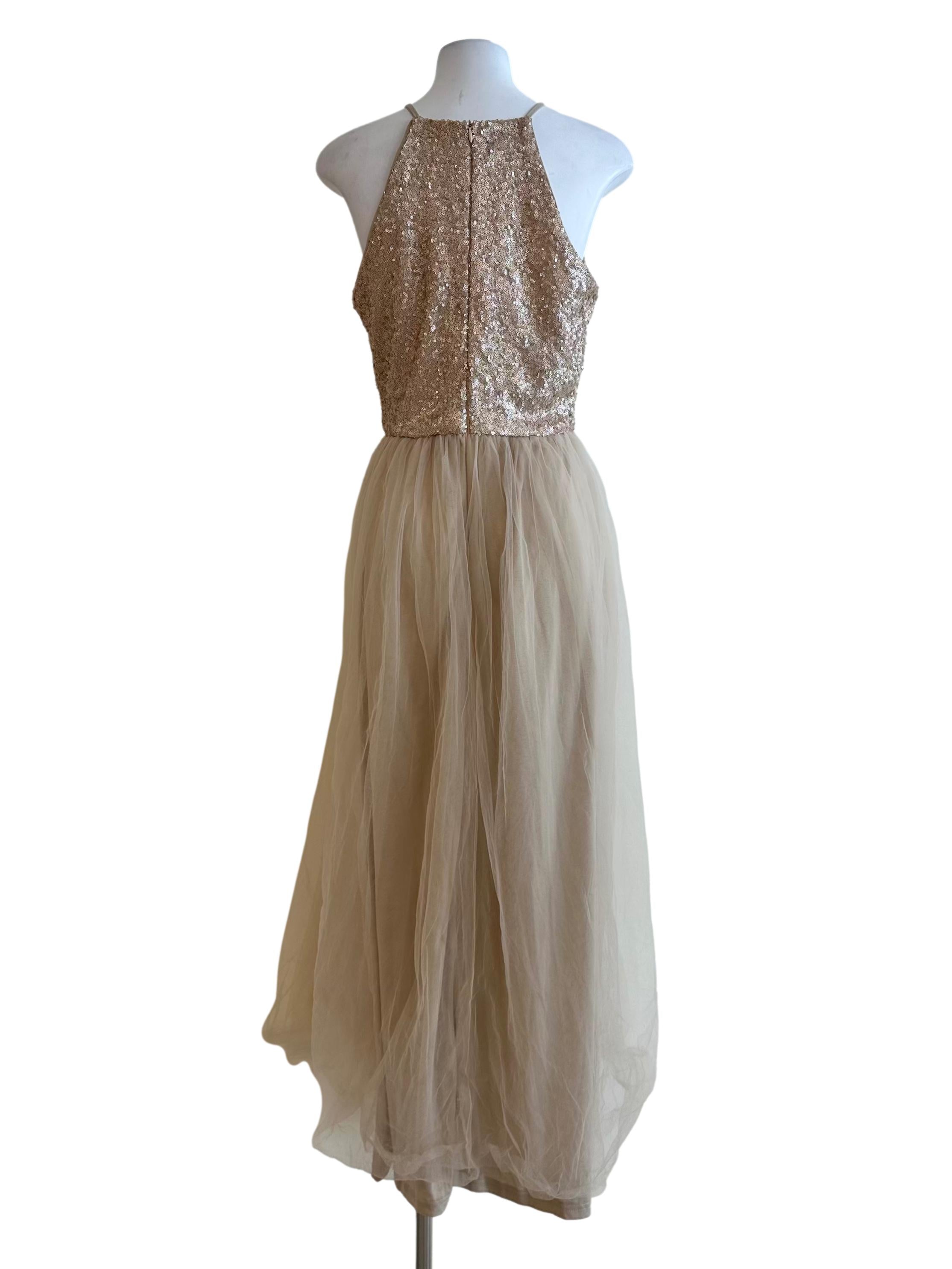 Latte Beige Sequin Dress