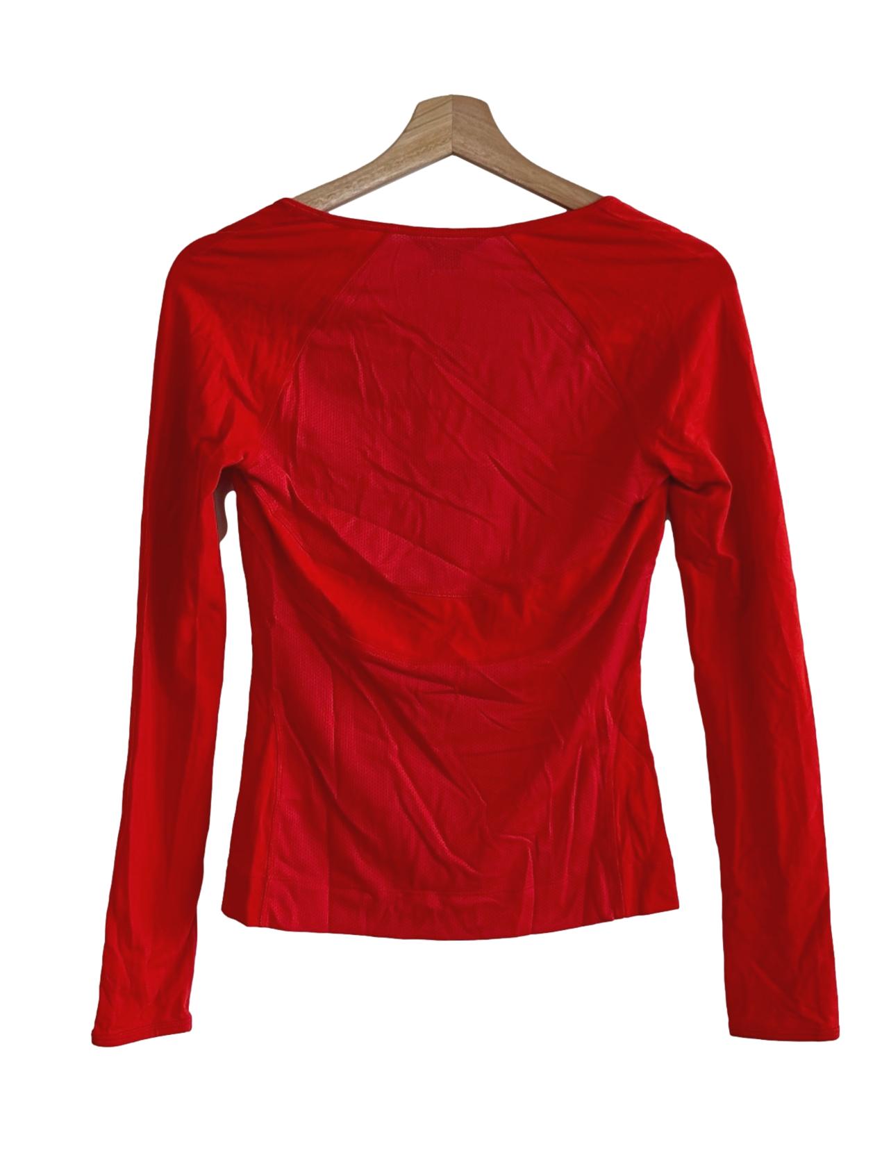 Hot Red Long Sleeves Yoga Top