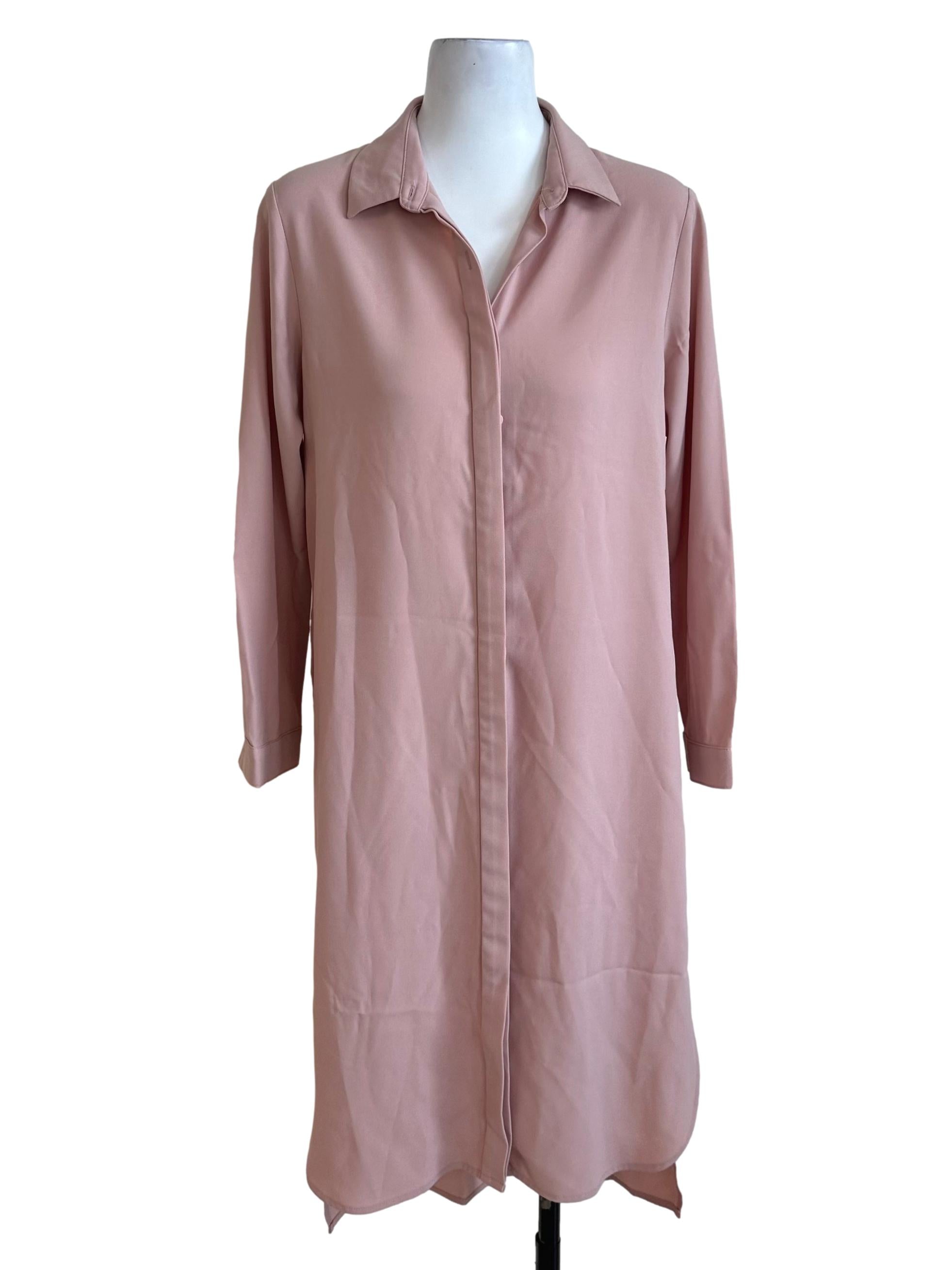 Light Pink Side Slit Shirt Dress