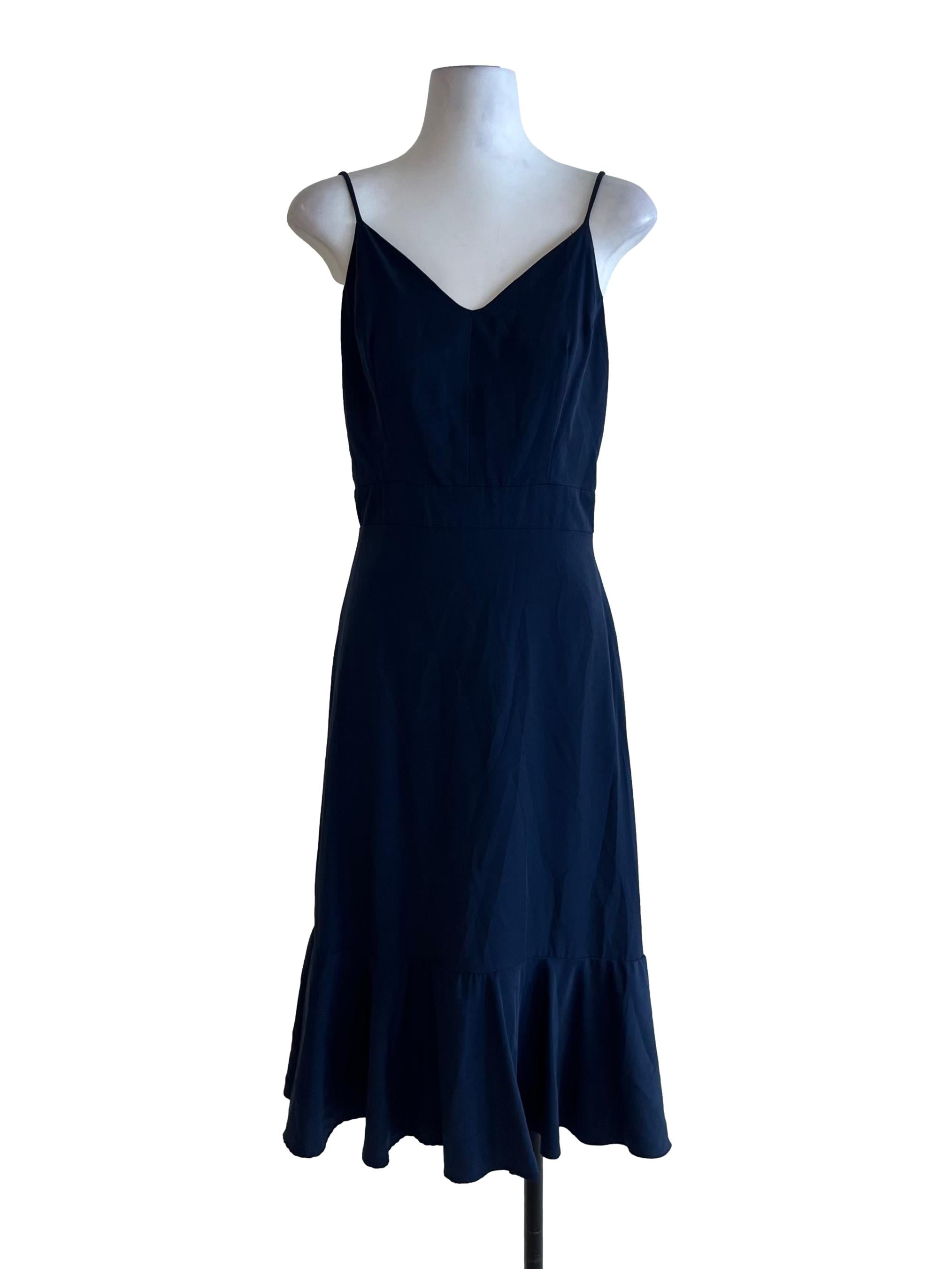 Navy Blue Spaghetti Strap A-Line Dress
