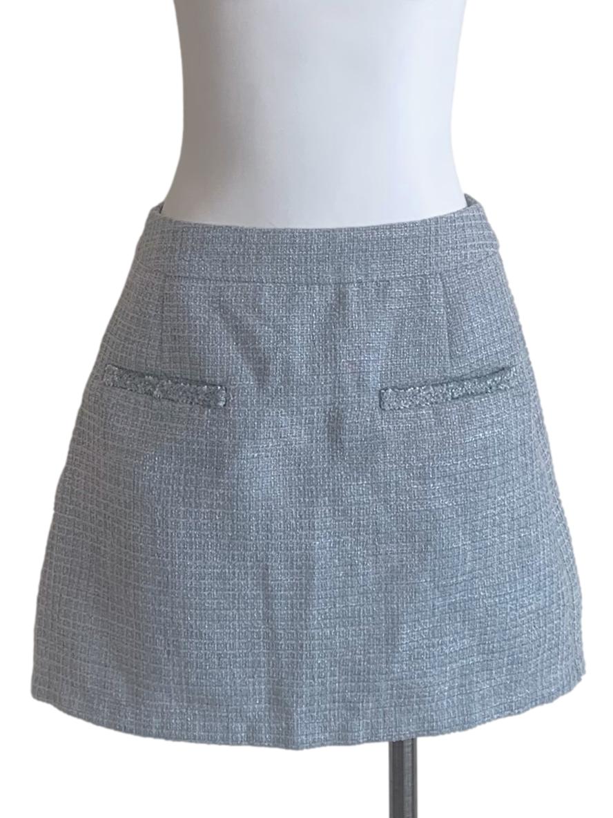 Light Blue Tweed Skort