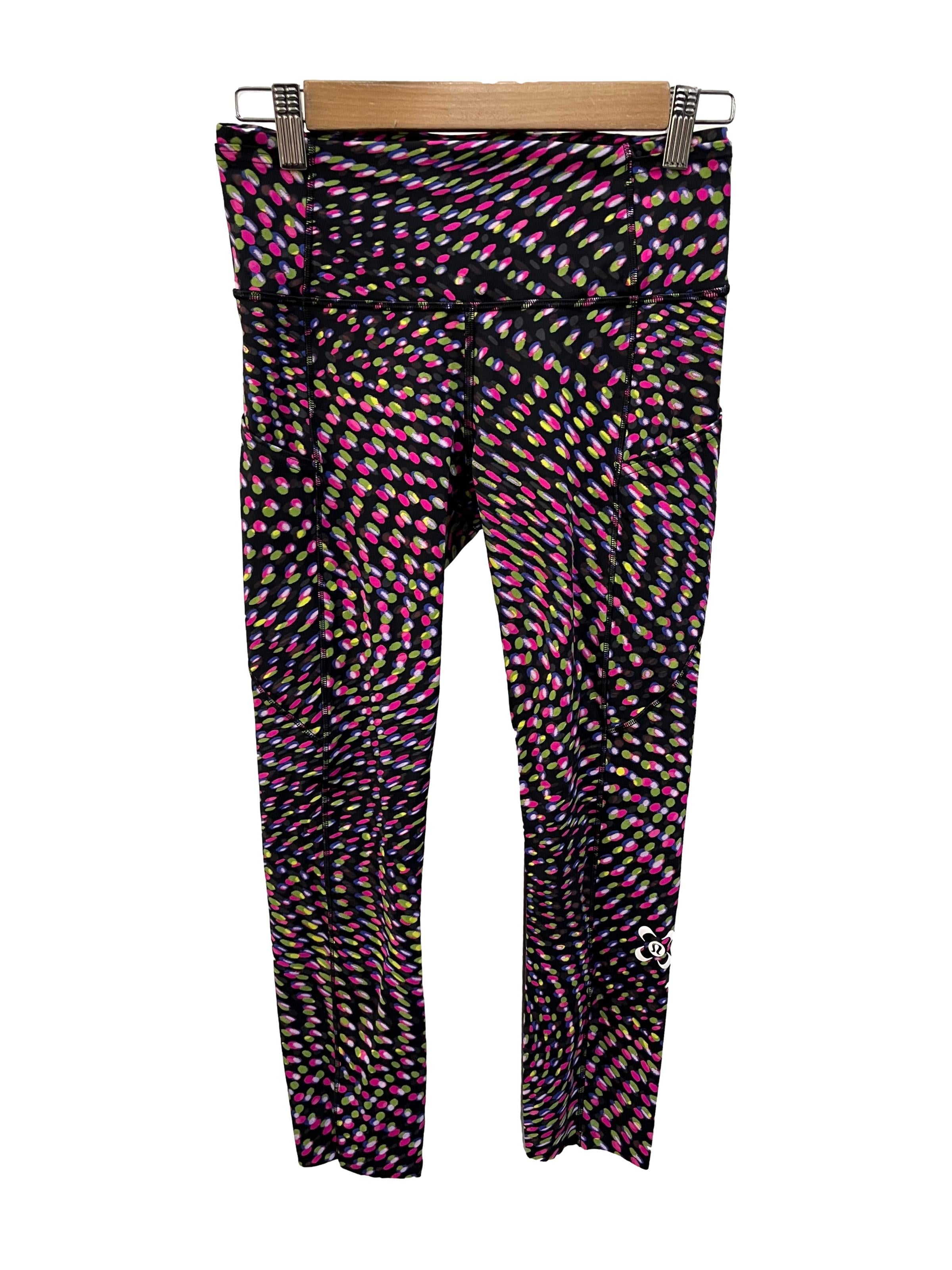Black Pink Green Dots Tights
