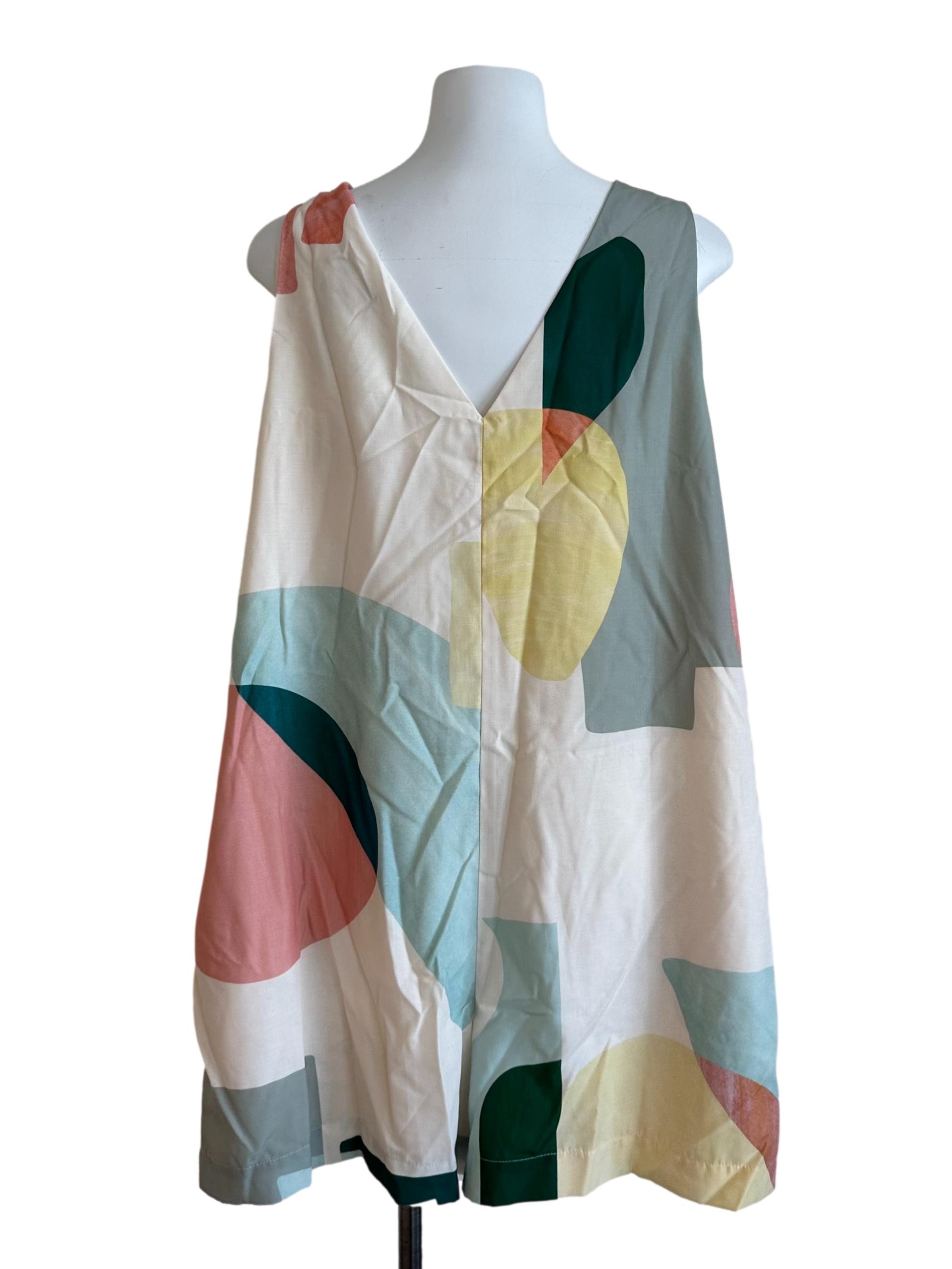 Multicolour Pattern V Neck Button Romper
