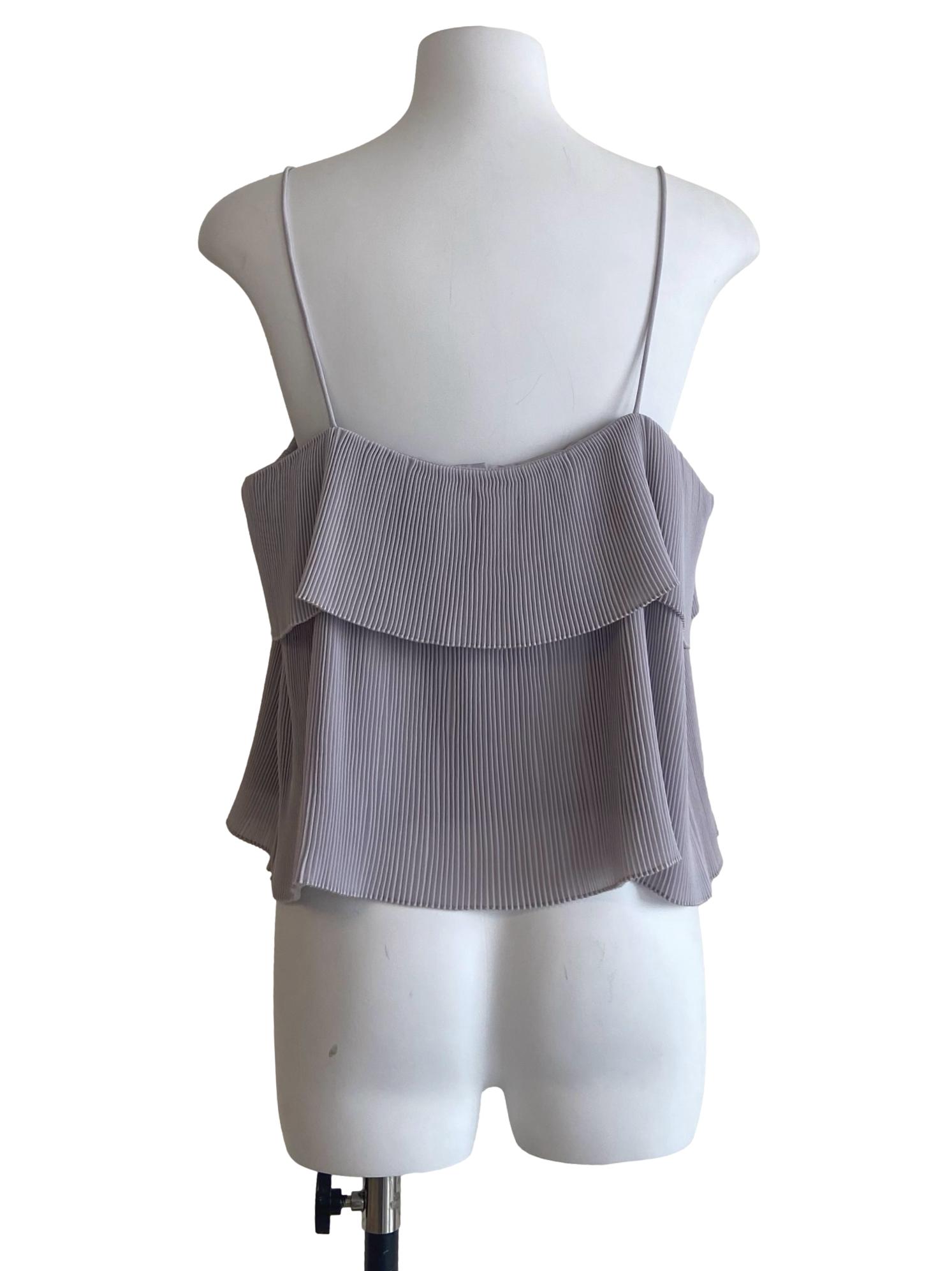 Cloud Grey Spaghetti Strap Accordion Top