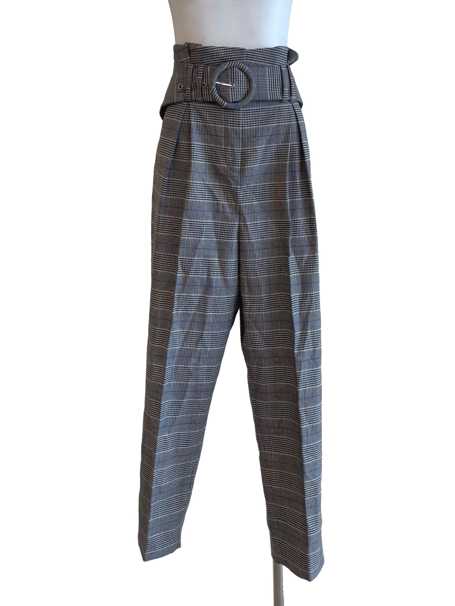 Echo Grey High Waisted Houndstooth Pants