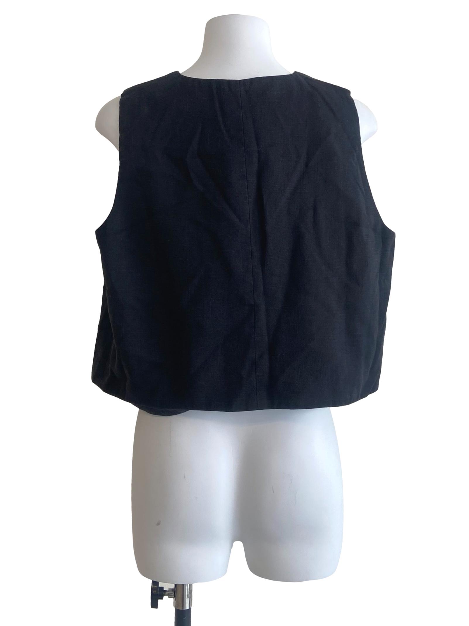 Black Sleeveless Button Down Vest