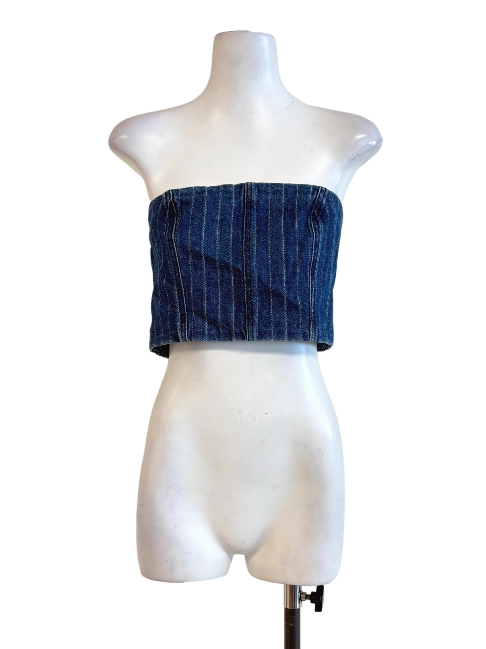 Denim Cotton Strapless Top