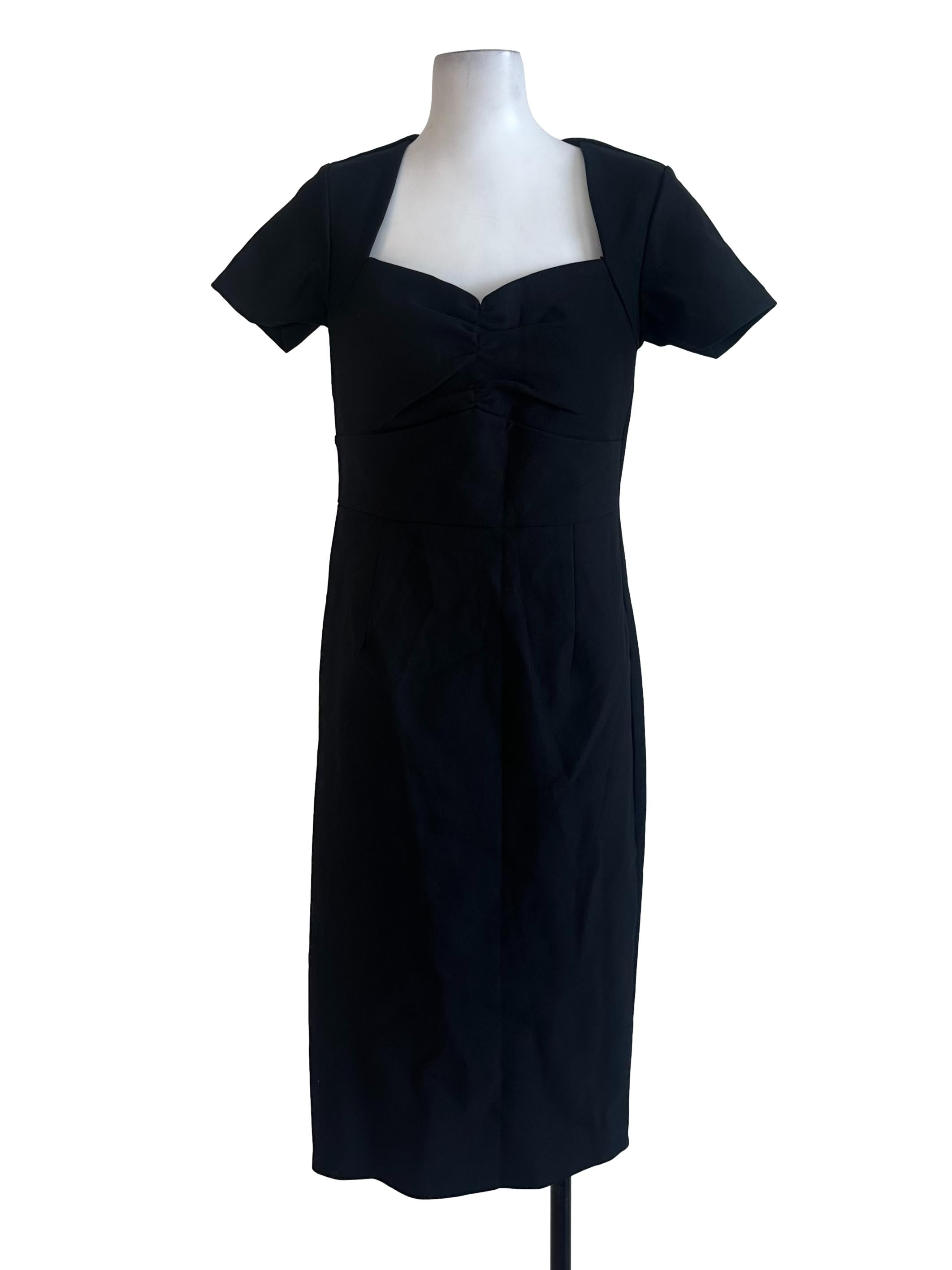 Black Plain Short Sleeve Dress