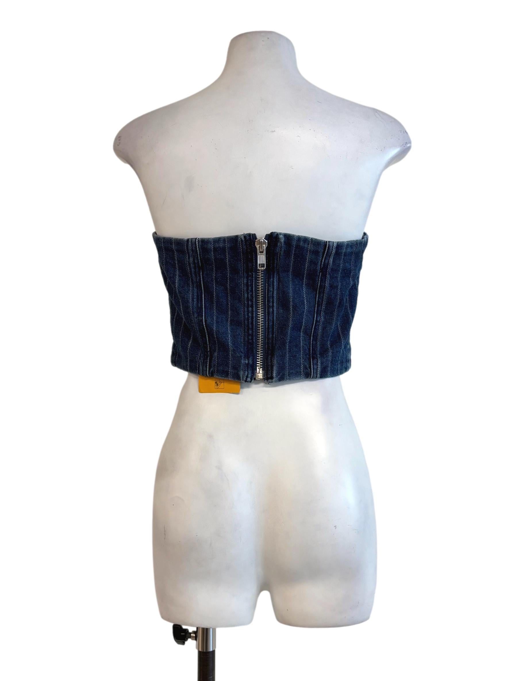 Denim Cotton Strapless Top