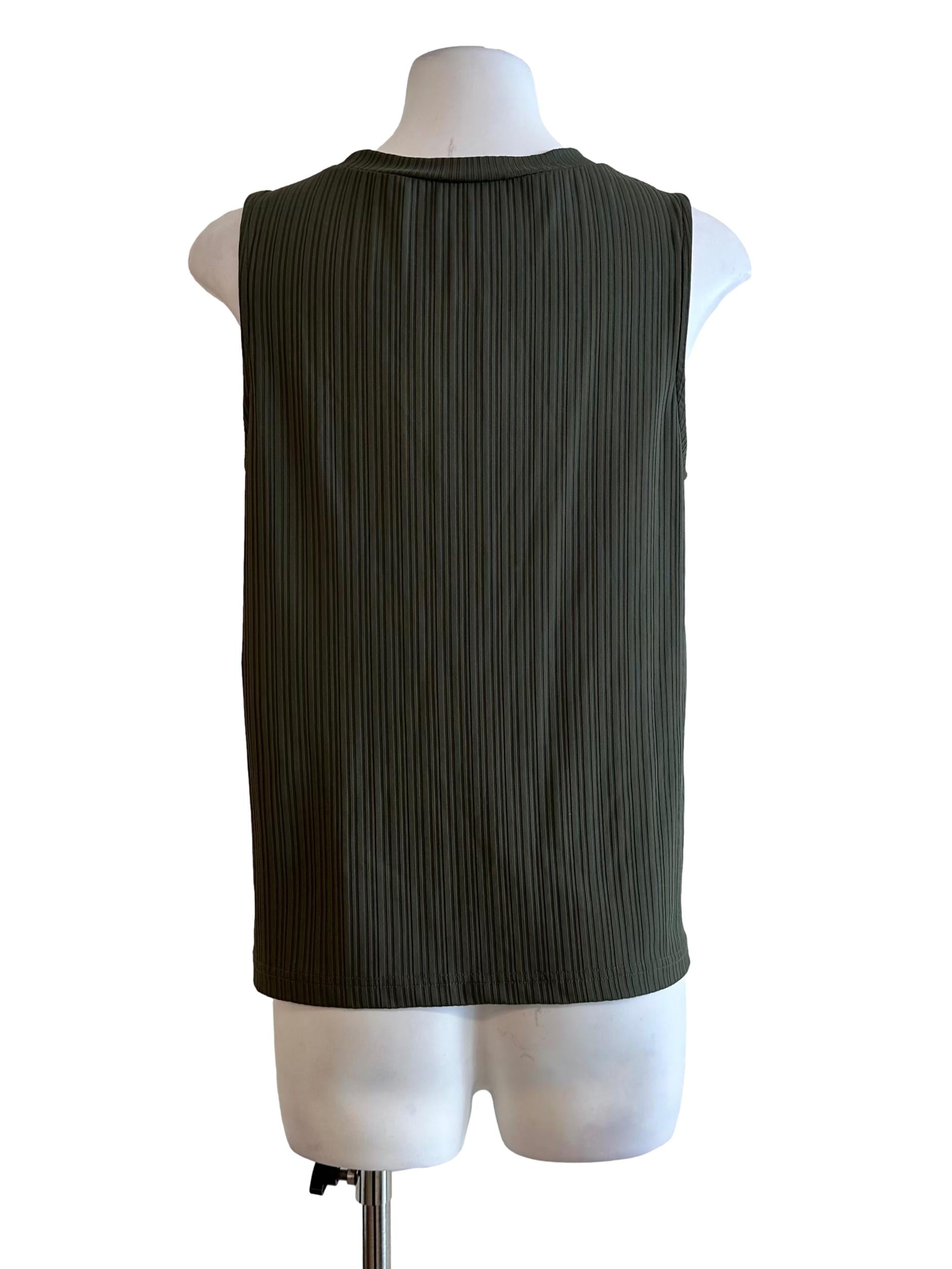 Pickle Green Texture Sleeveless Top