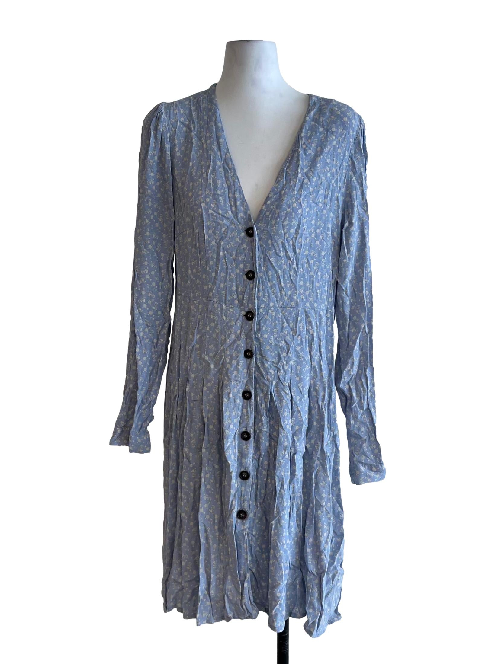 Sky Blue V-Neckline Empire Dress
