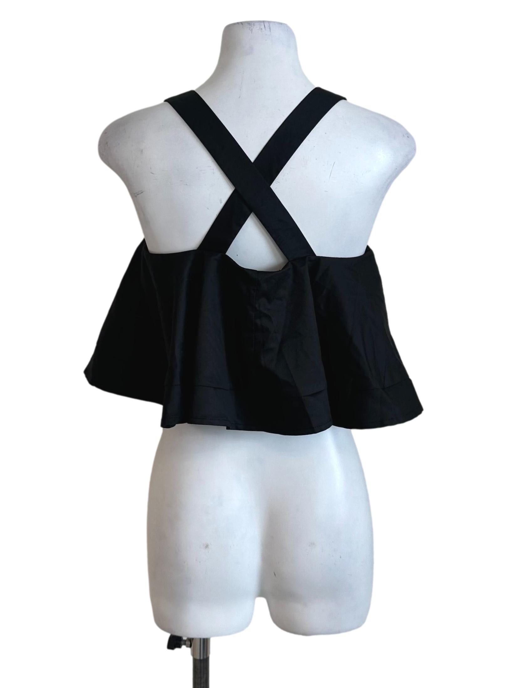 Onyx Black Back Overlap Babydoll Top