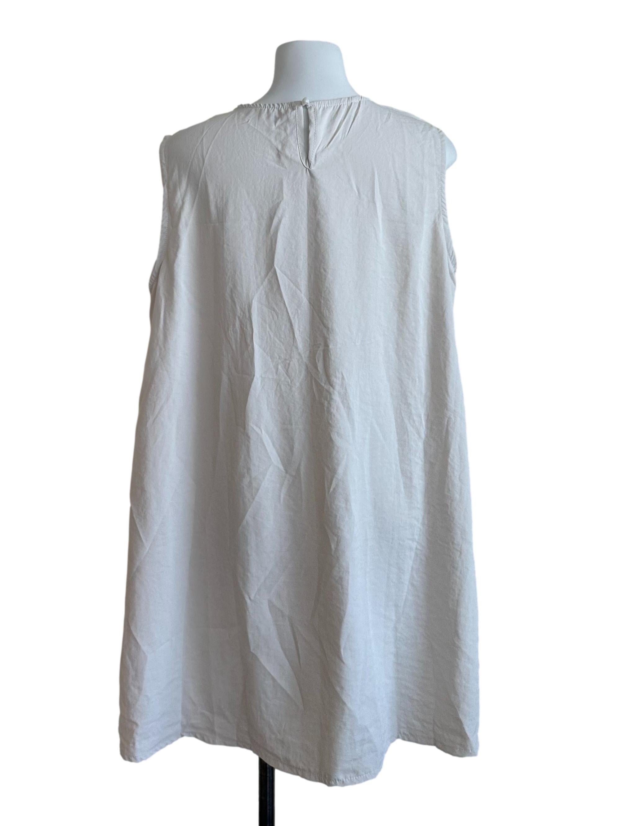 Ash White Round Neck Front Slit Top