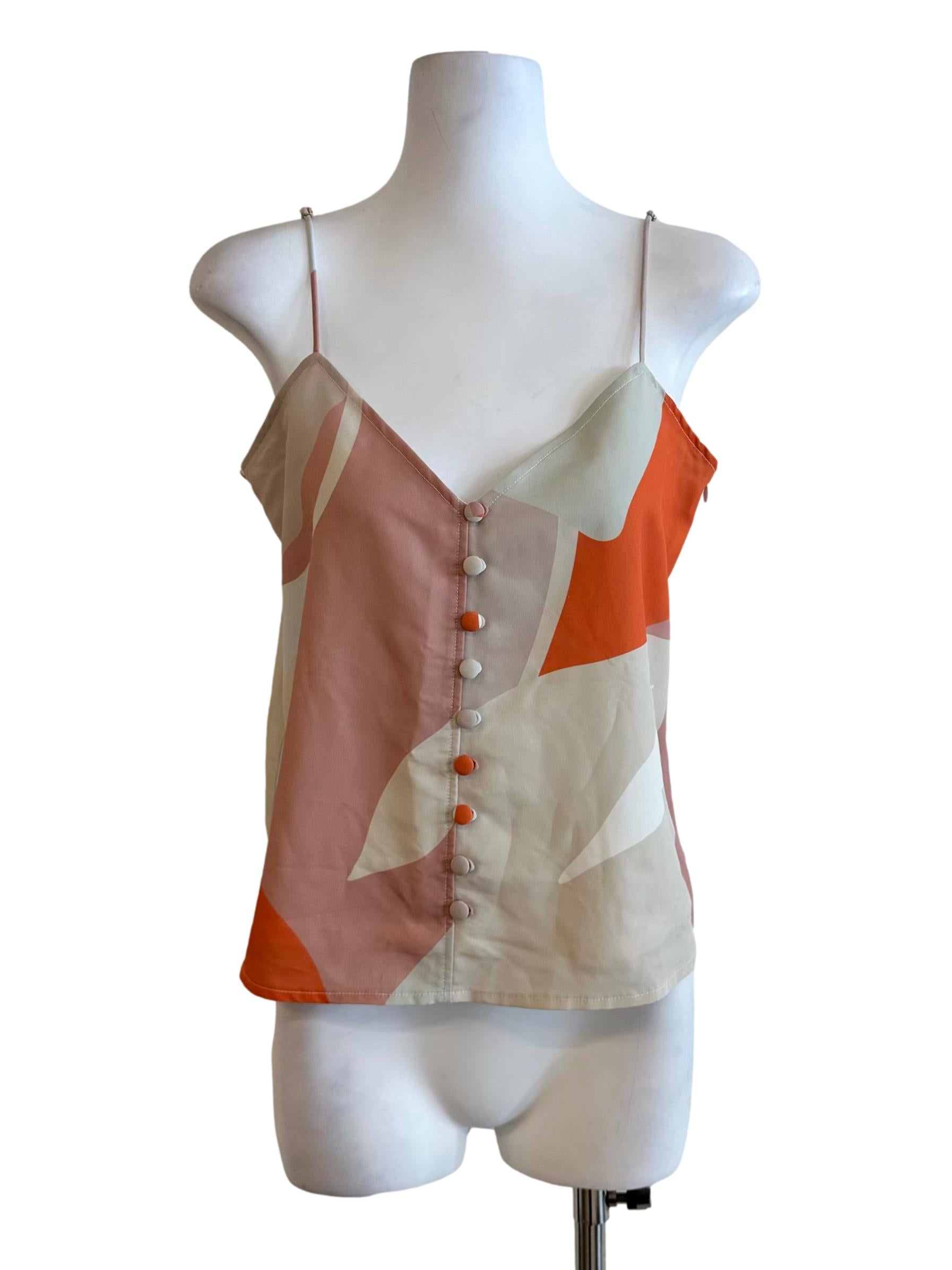 Beige Abstract Pattern Sleeveless Top