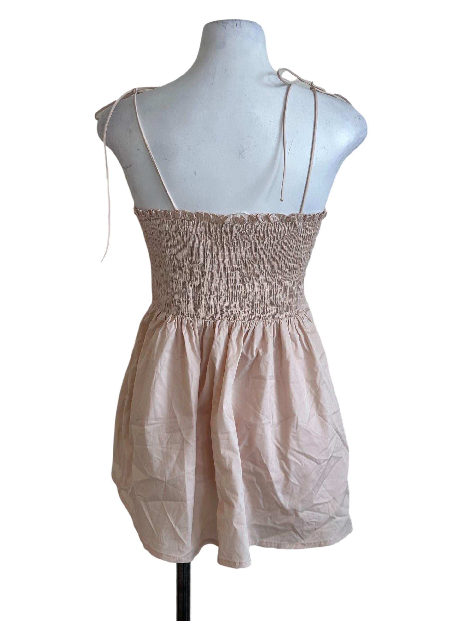 Peach Beige Square Neck Peplum Top