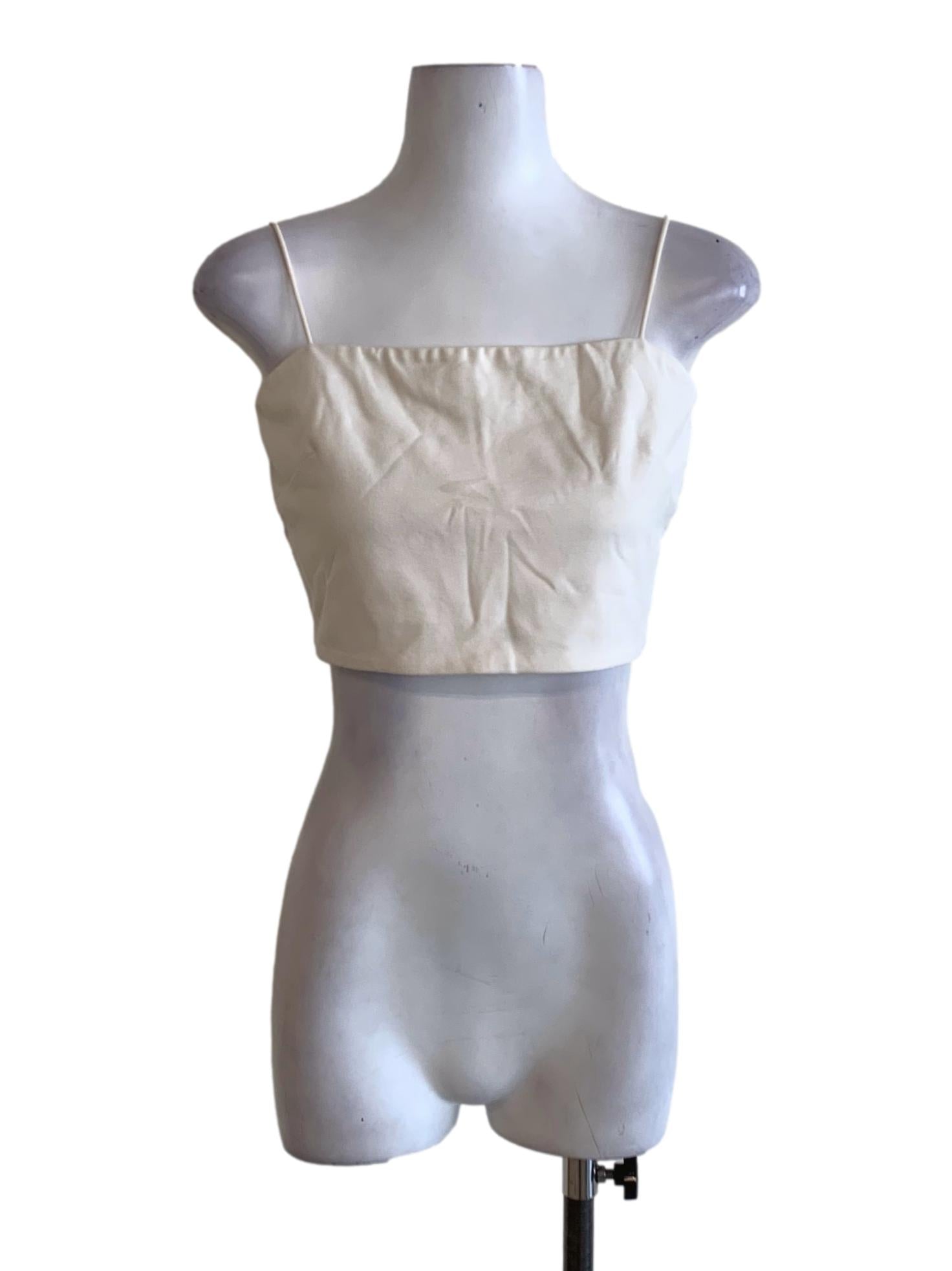 White Spaghetti Strap Cropped Sleeveless Top