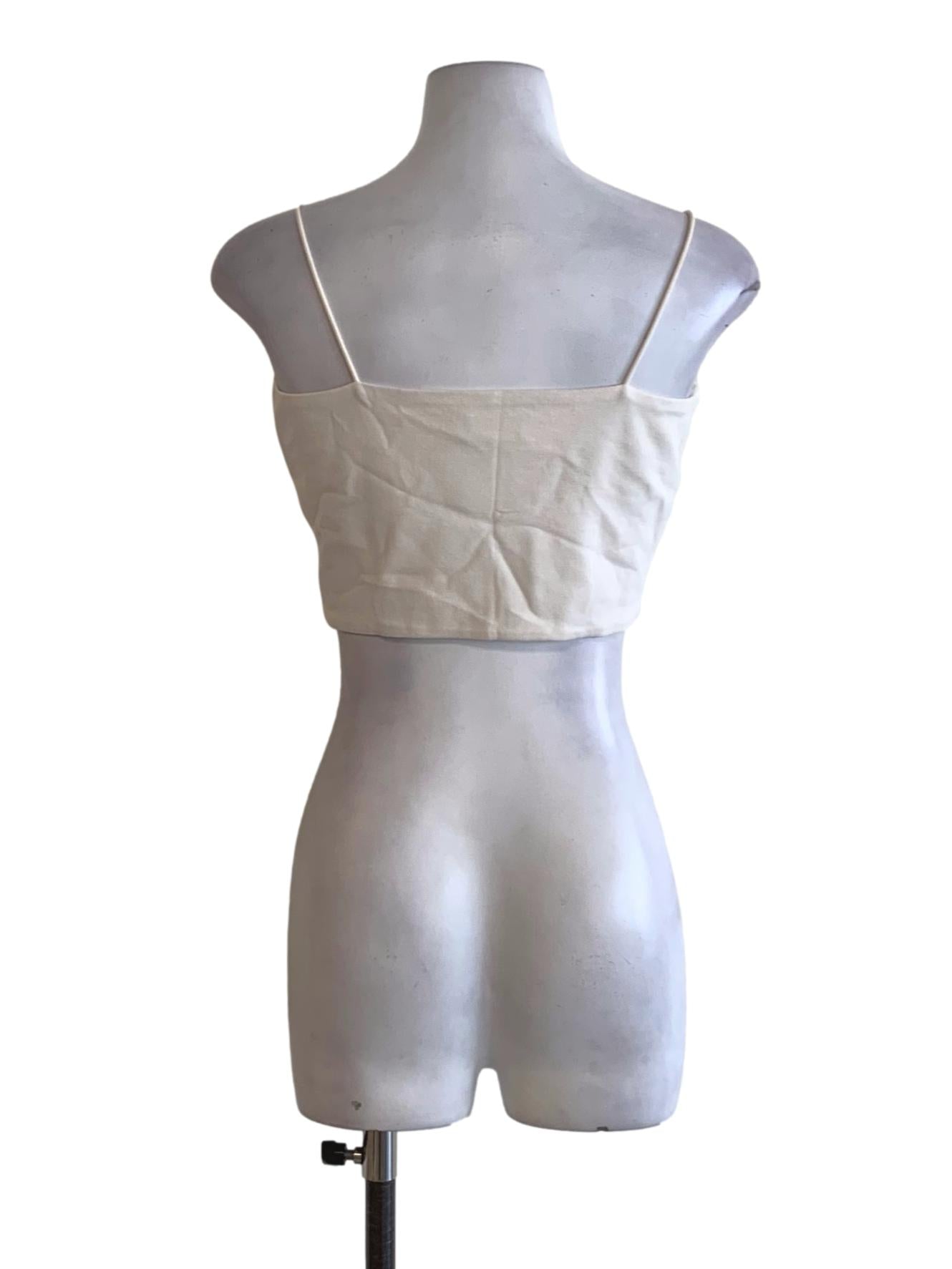 White Spaghetti Strap Cropped Sleeveless Top