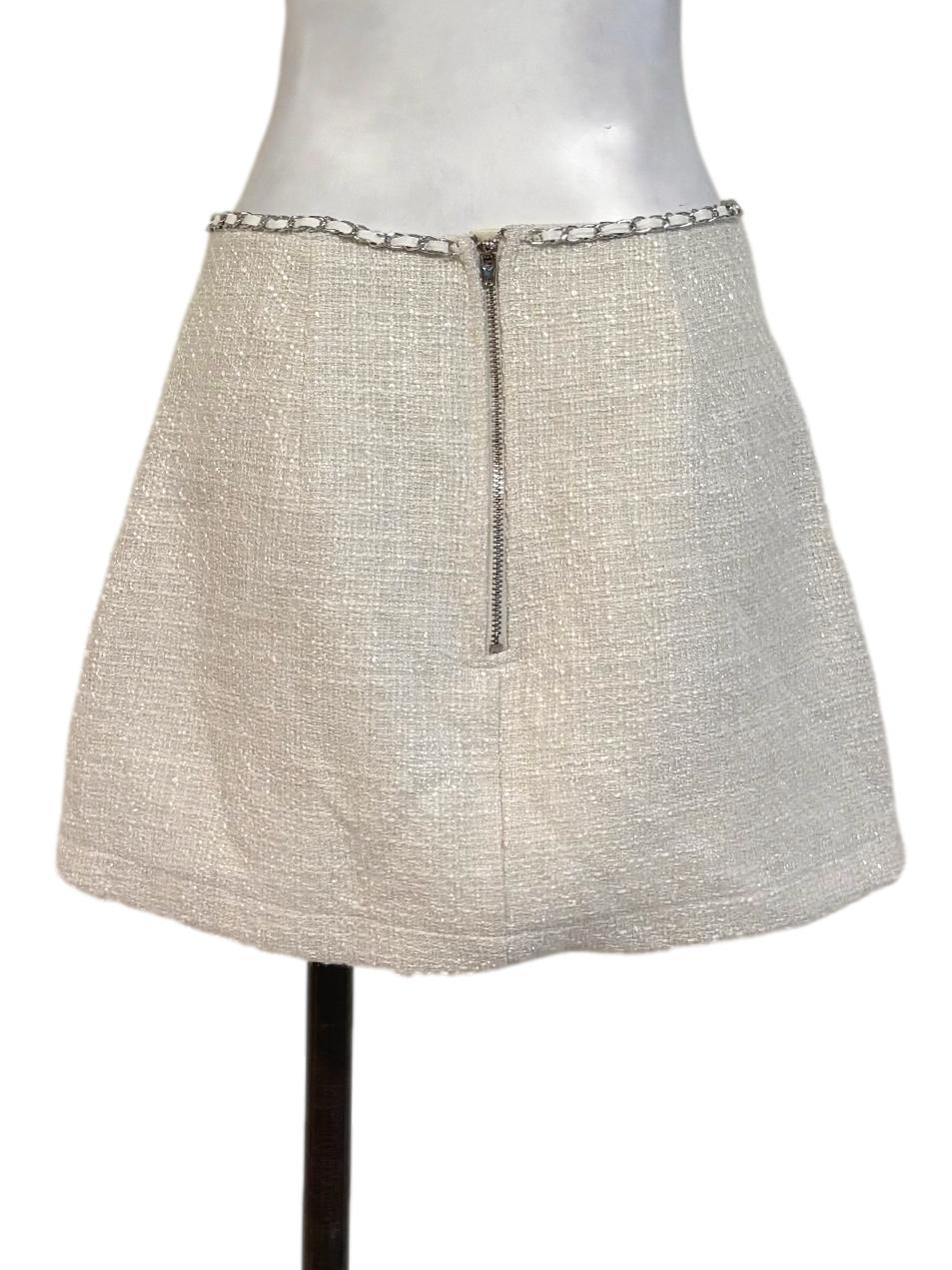 White Tweed Mini Skirt YHF