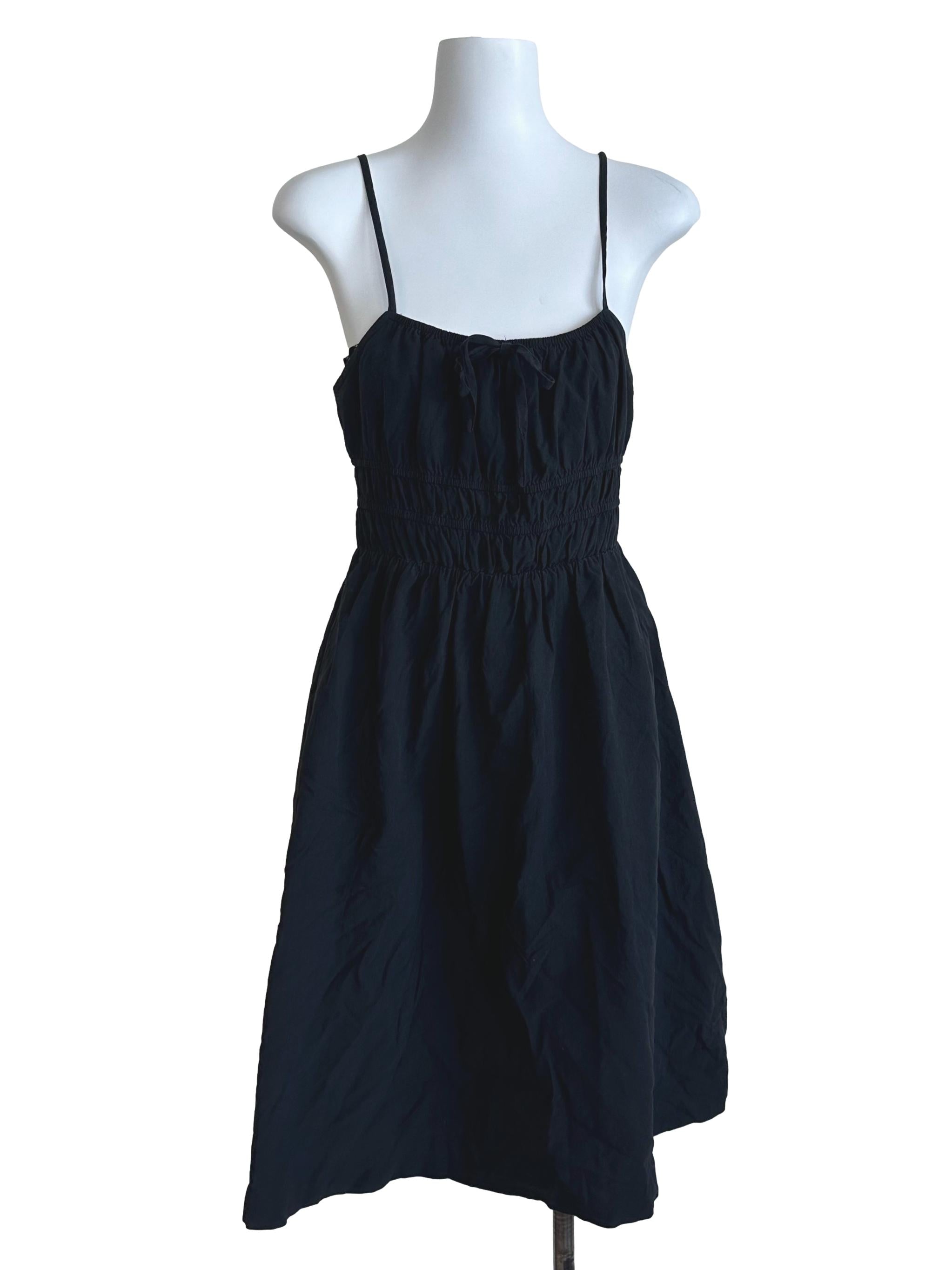 Charcoal Black Spaghetti Strap Ruched Dress