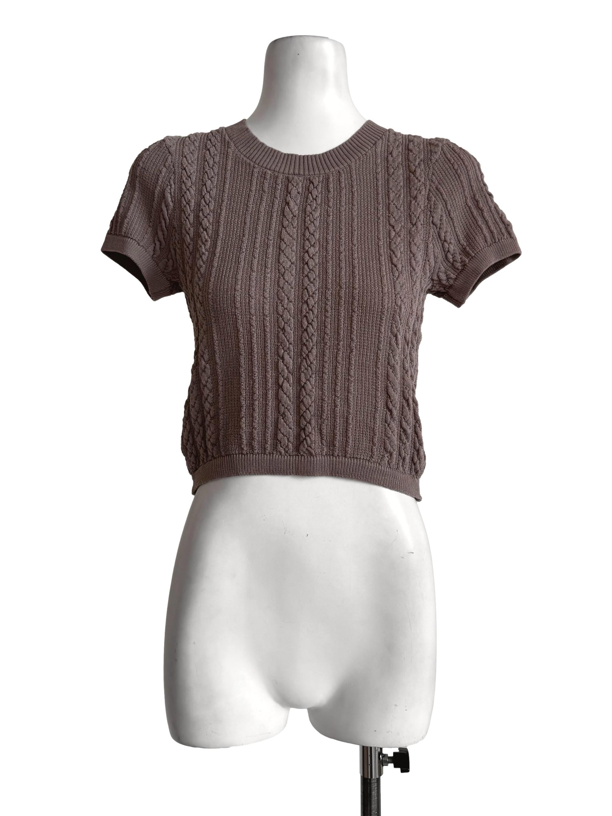 Malt Chocolate Round Neck Knitted Top TWL
