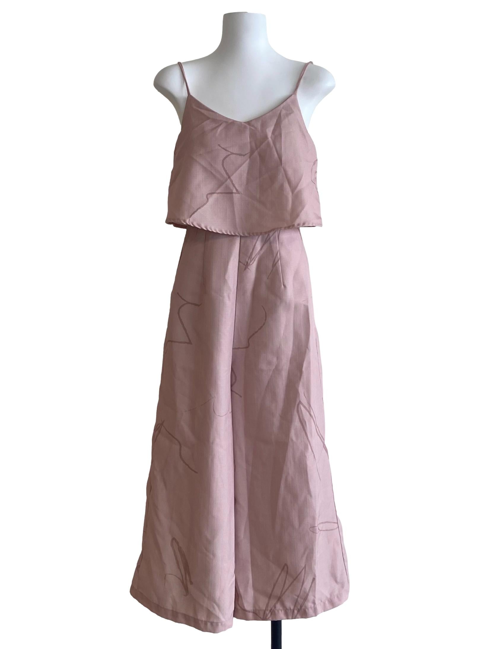 Crepe Pink Overlay Jumpsuit