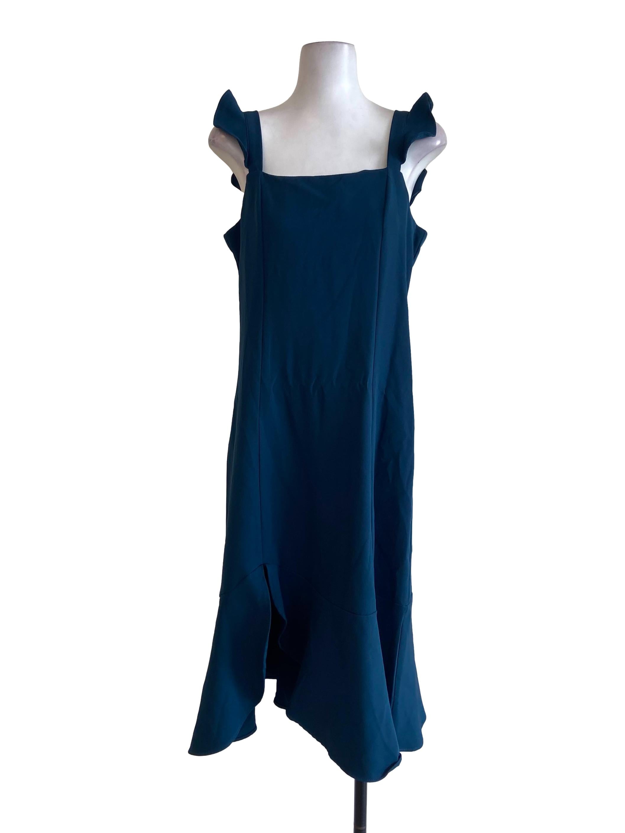 Spruce Blue Ruffle Sleeveless Drop Waist Dress