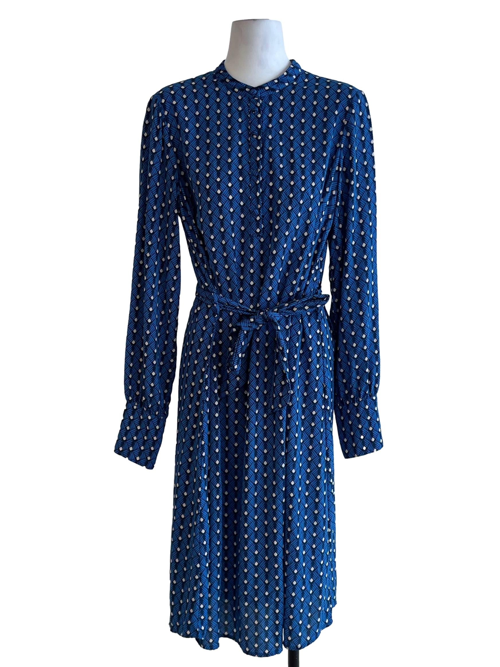 Blue Abstract Empire Dress