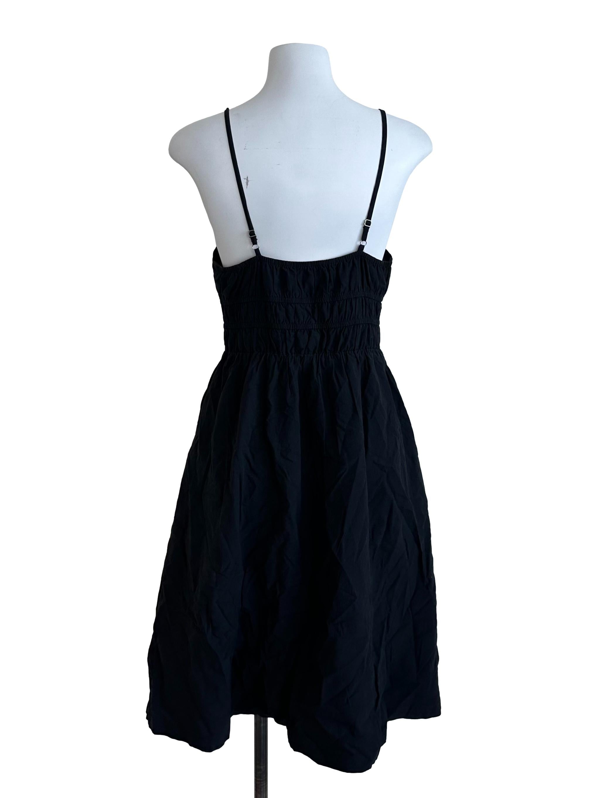 Charcoal Black Spaghetti Strap Ruched Dress