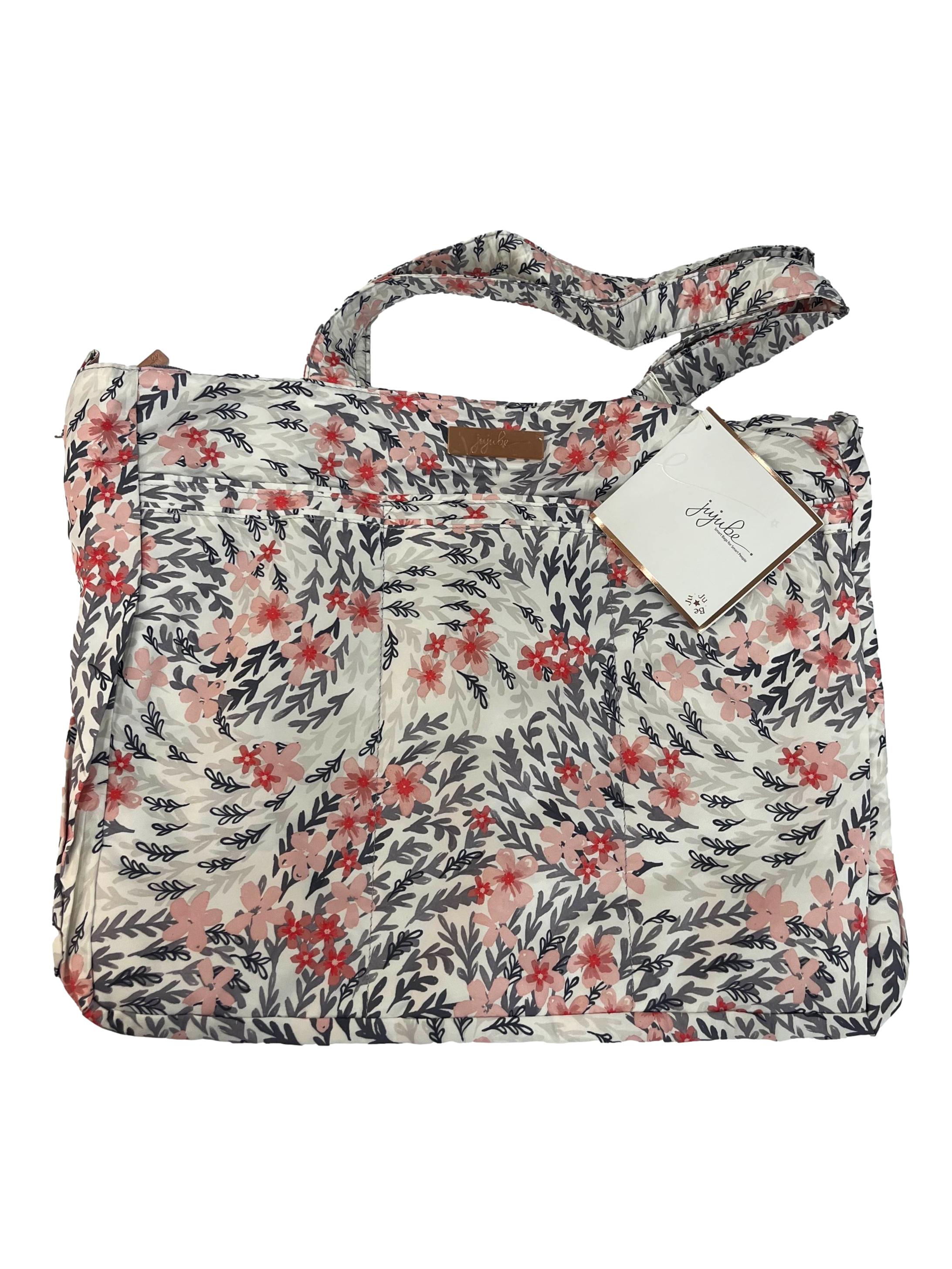 Cream Floral Large Tote Bag
