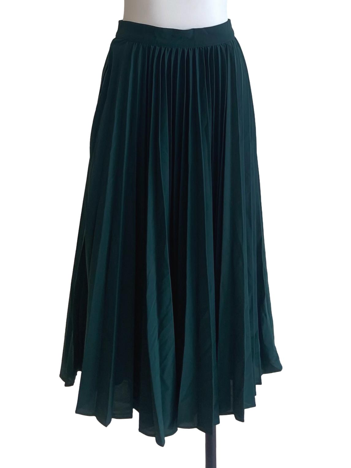 Emerald Green Pleated Circle Skirt