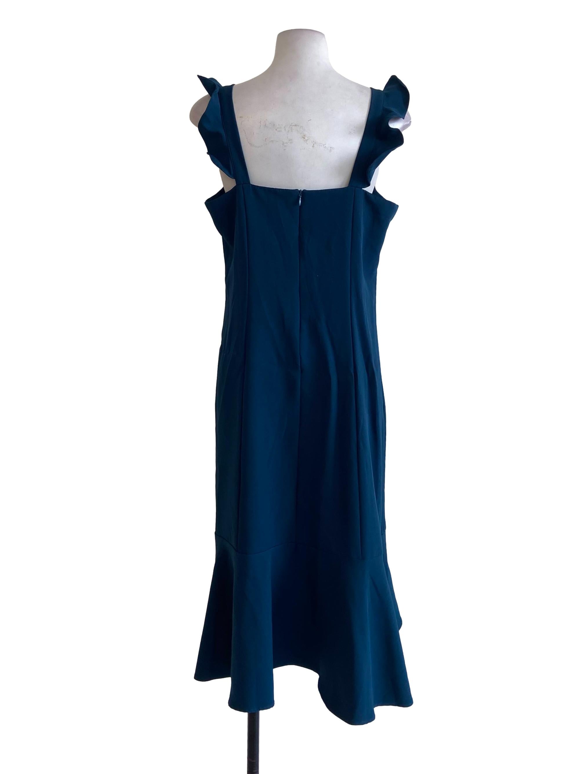 Spruce Blue Ruffle Sleeveless Drop Waist Dress