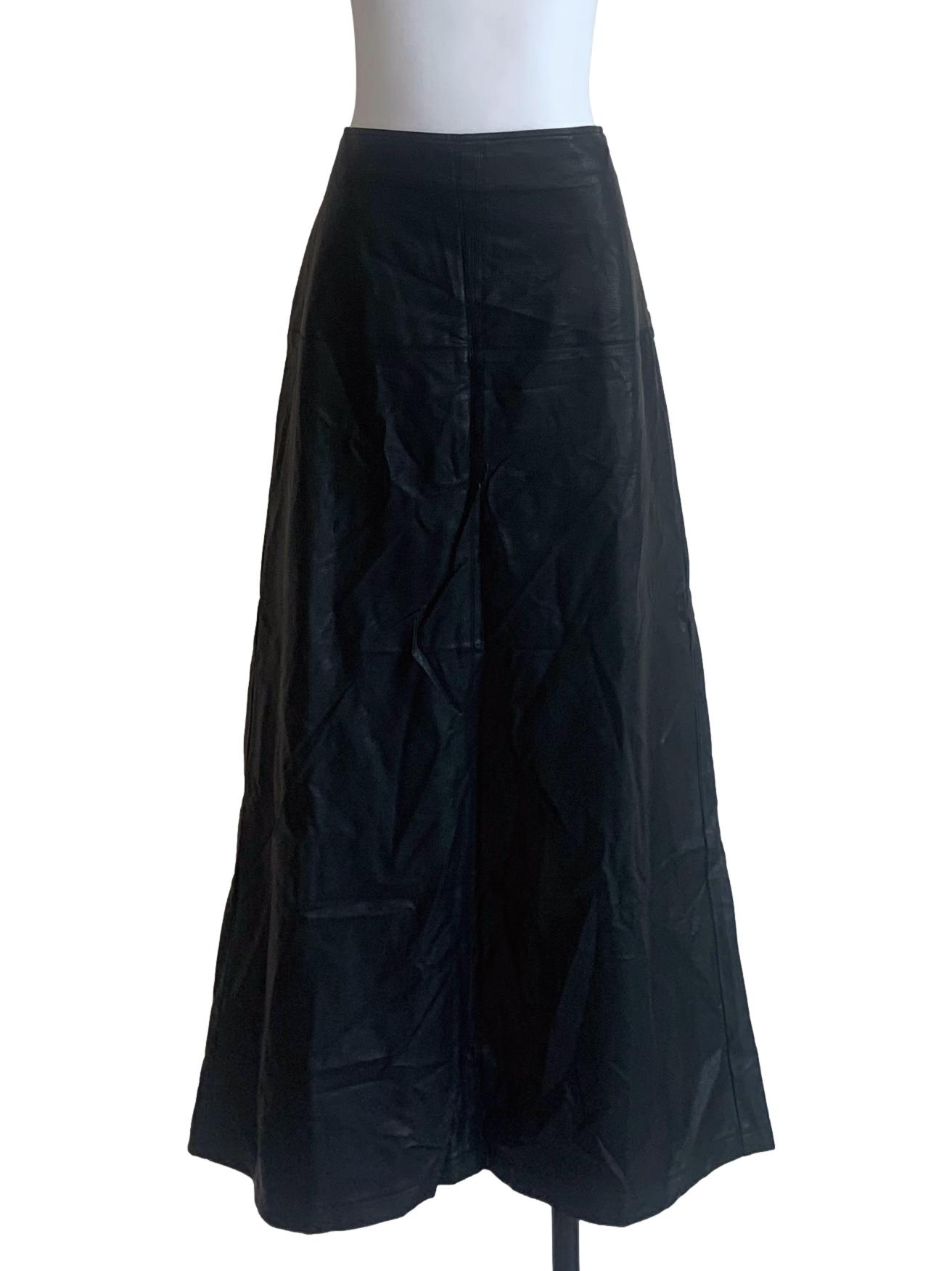 Black Leather A-Line Skirt