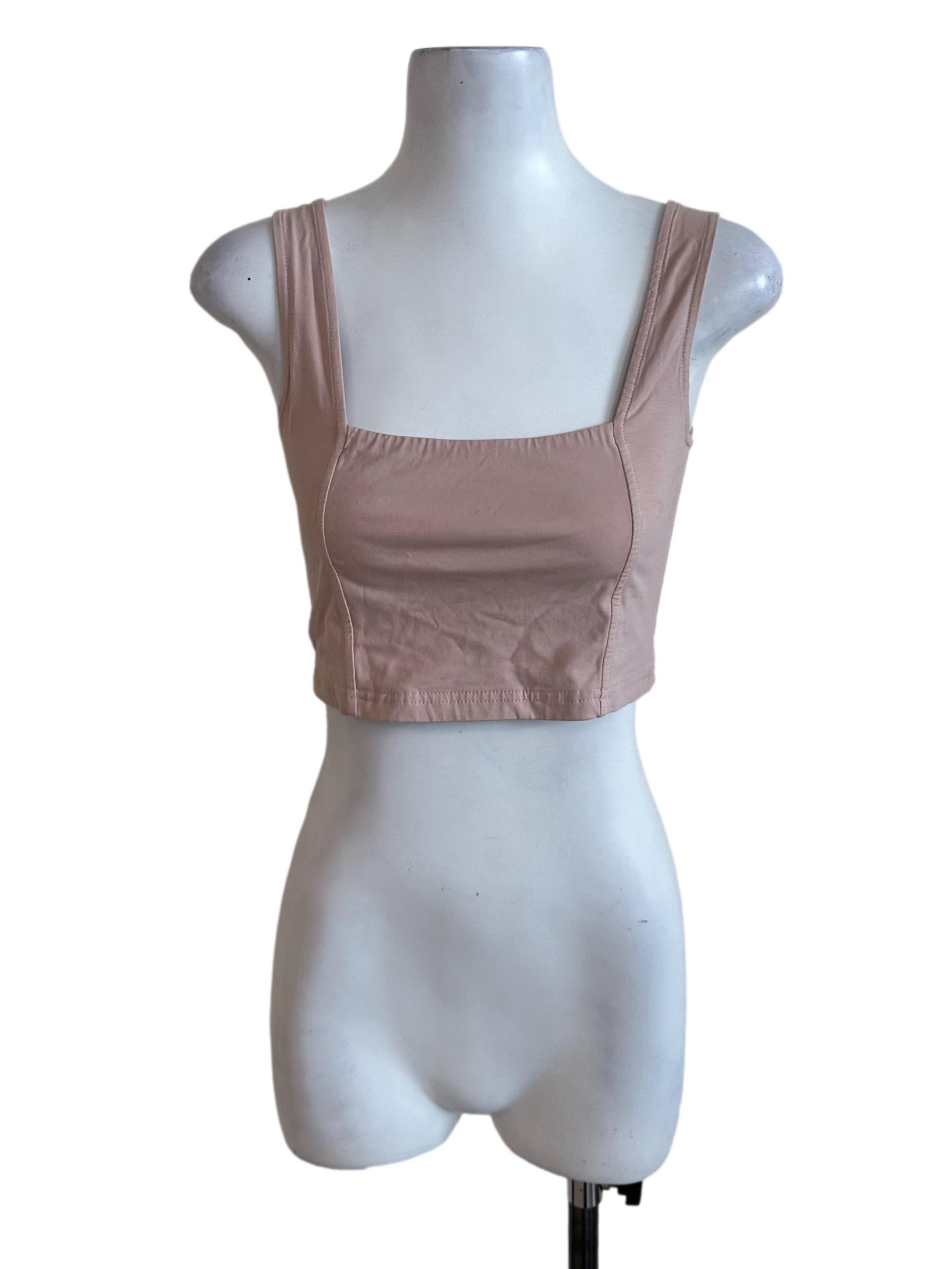 Dusty Pink Square Neck Crop Top