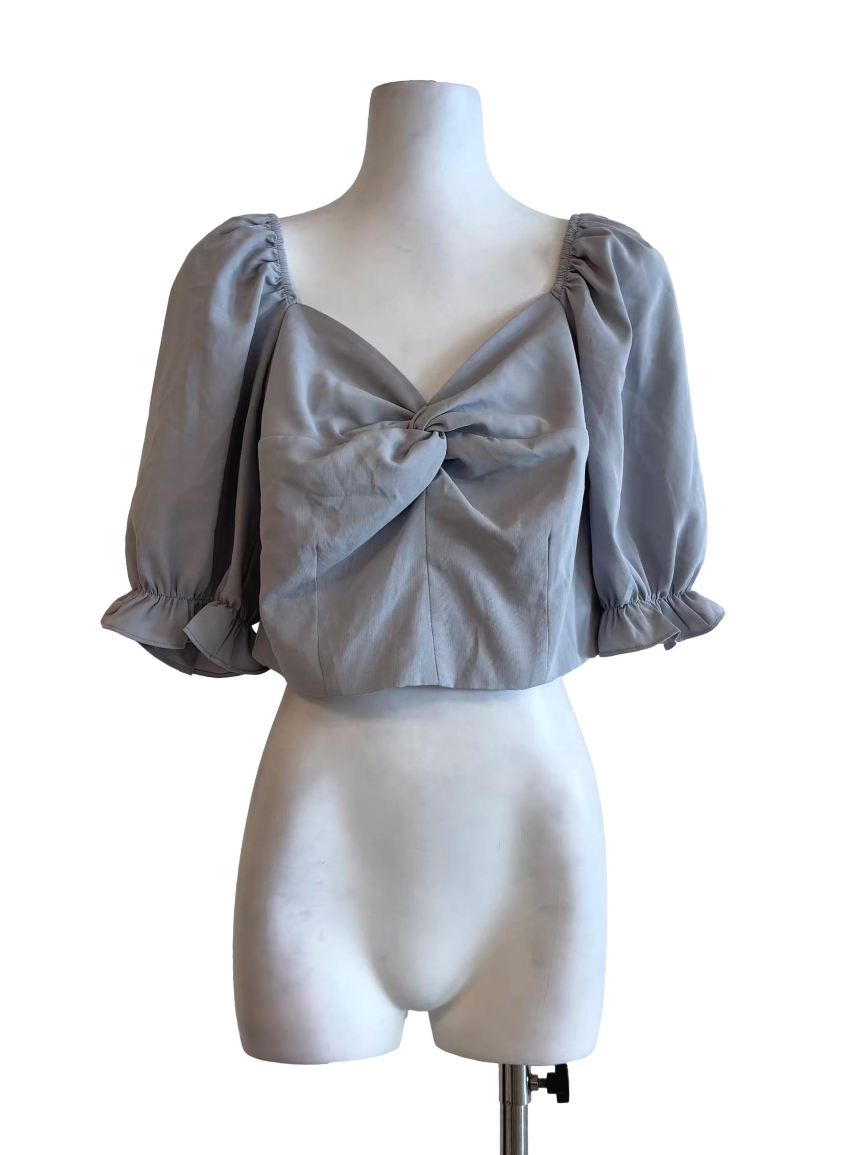 Dusty Purple Quarter Sleeve Front Twist Blouse