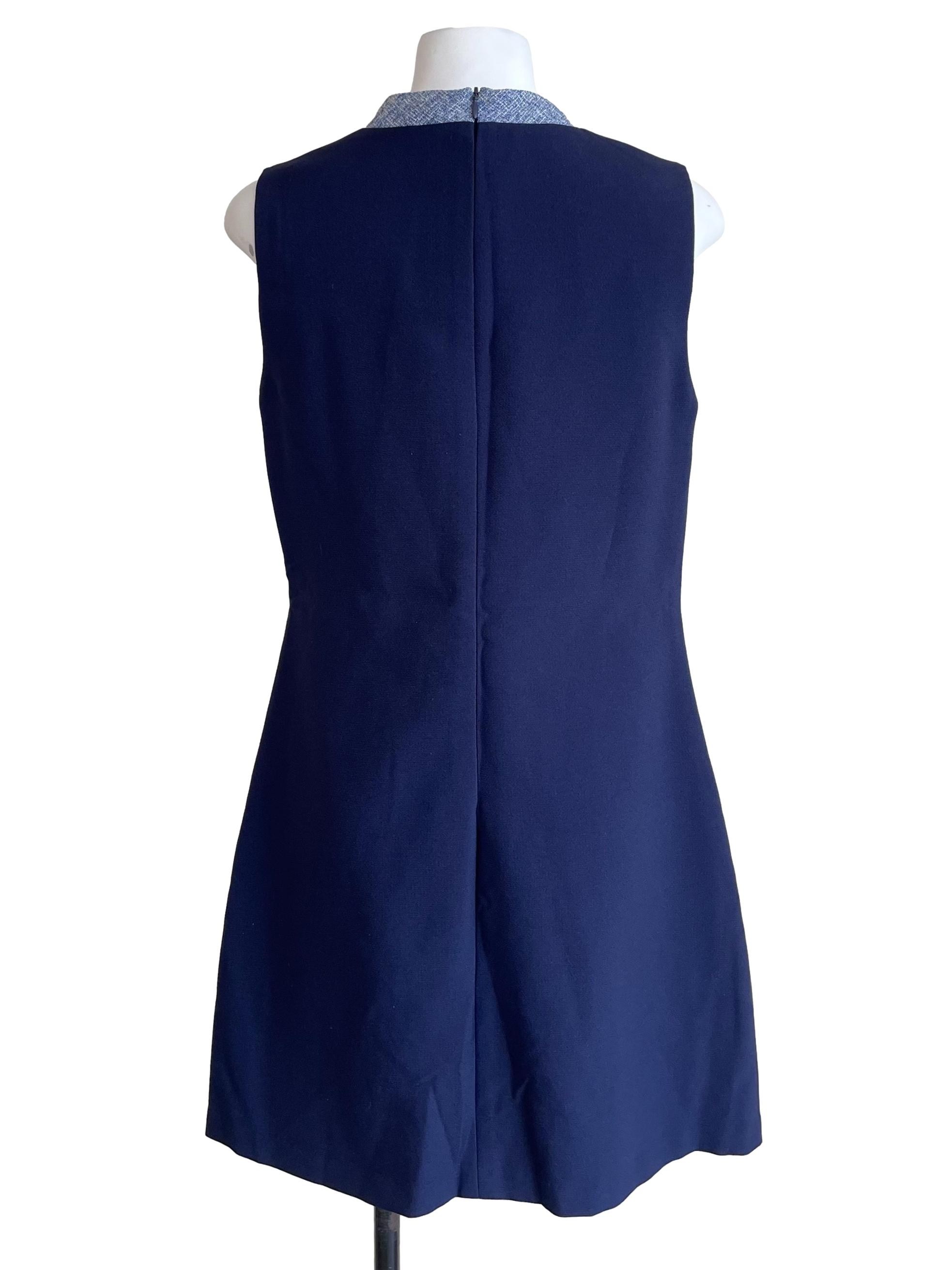 Navy Sleeveless Contrast Dress