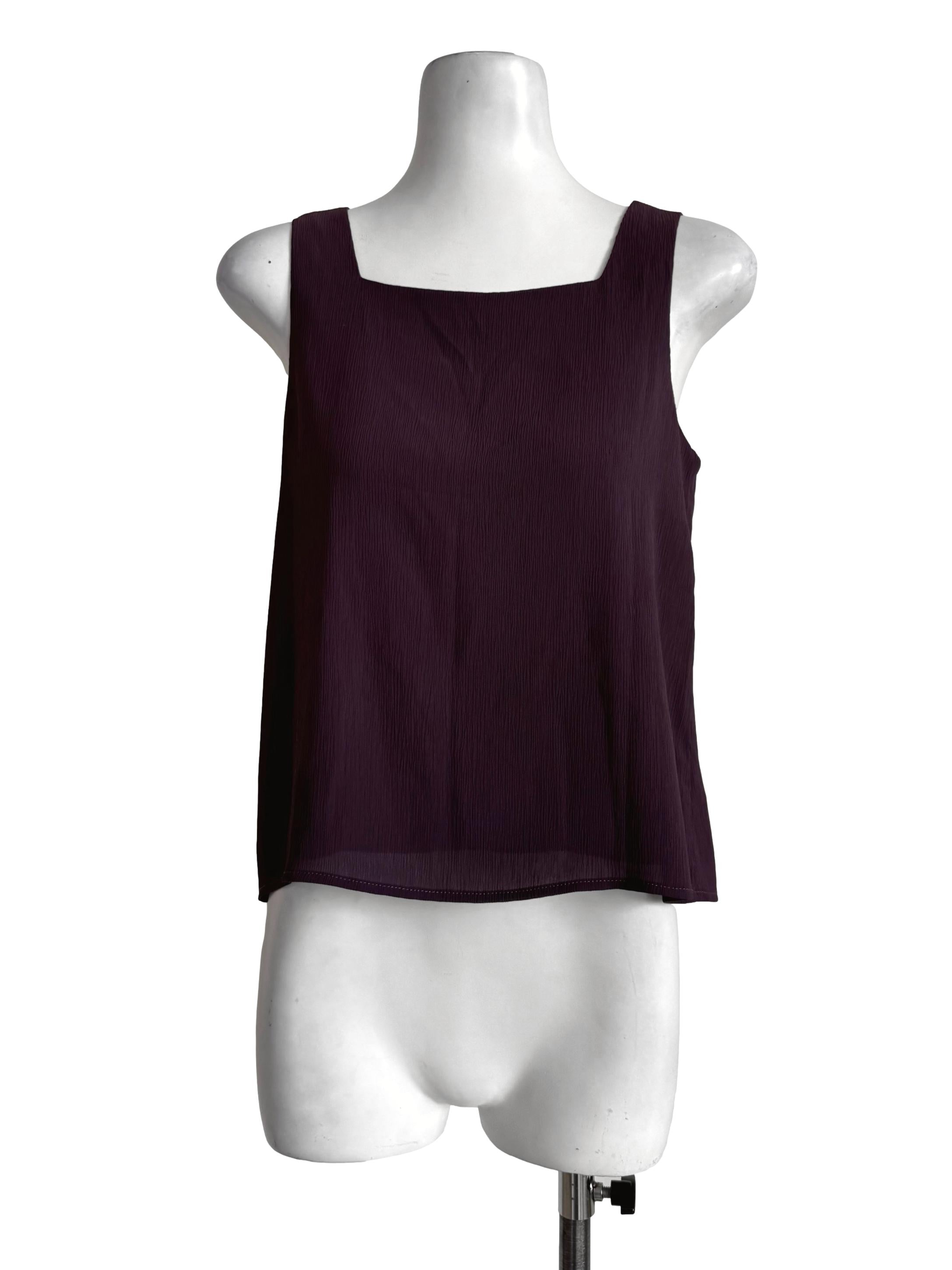 Dark Cocoa Square Neck Sleeveless Top