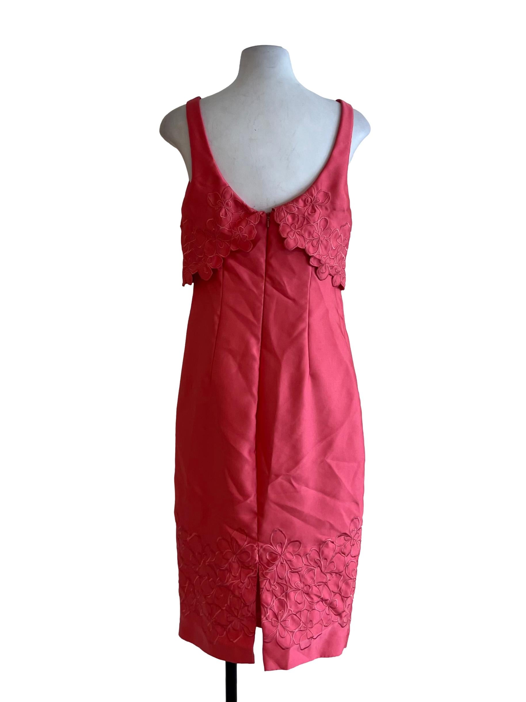 Punch Pink Scoop Neckline Sheath Dress