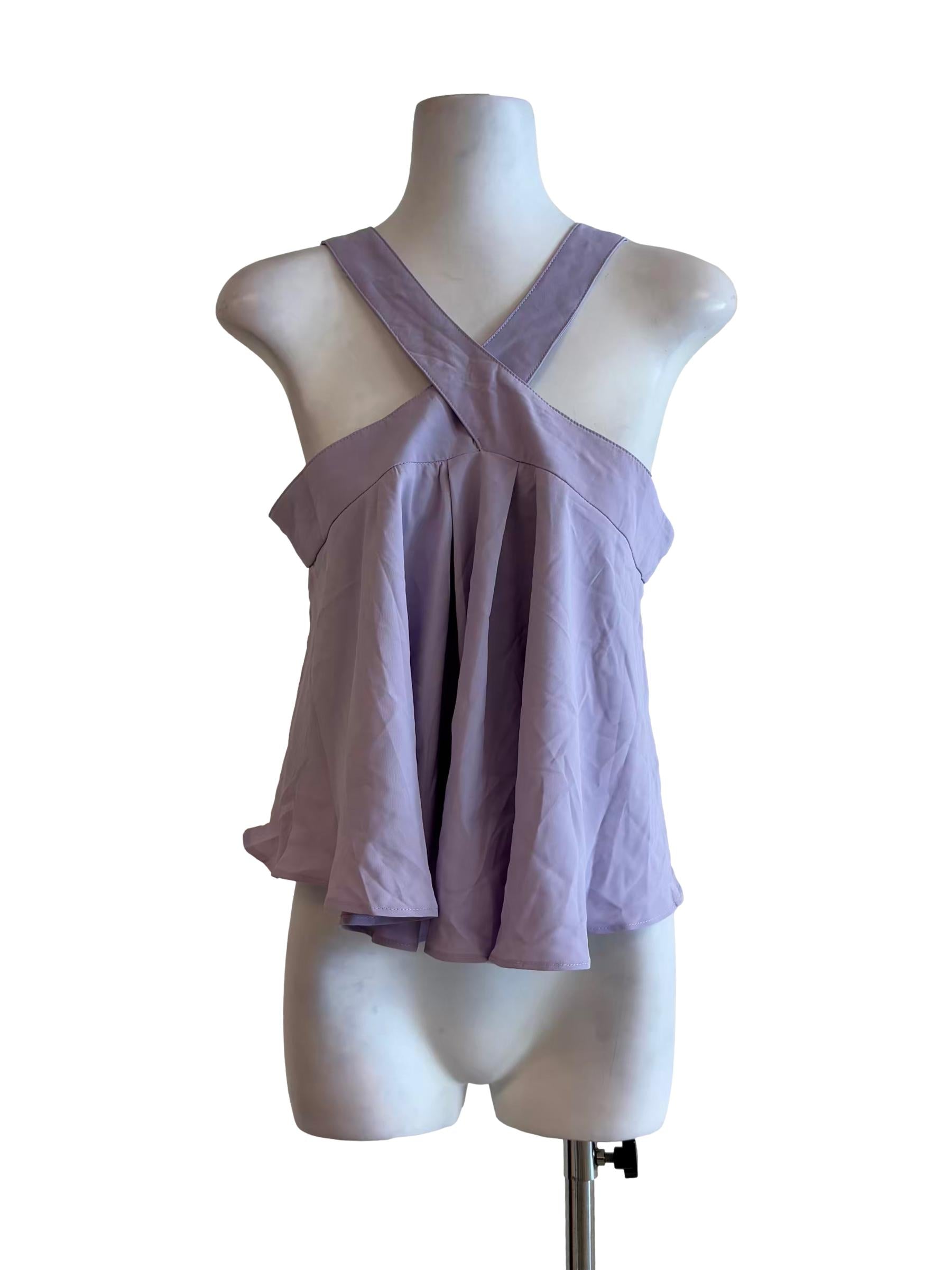 Wisteria Purple Halter Drape Top
