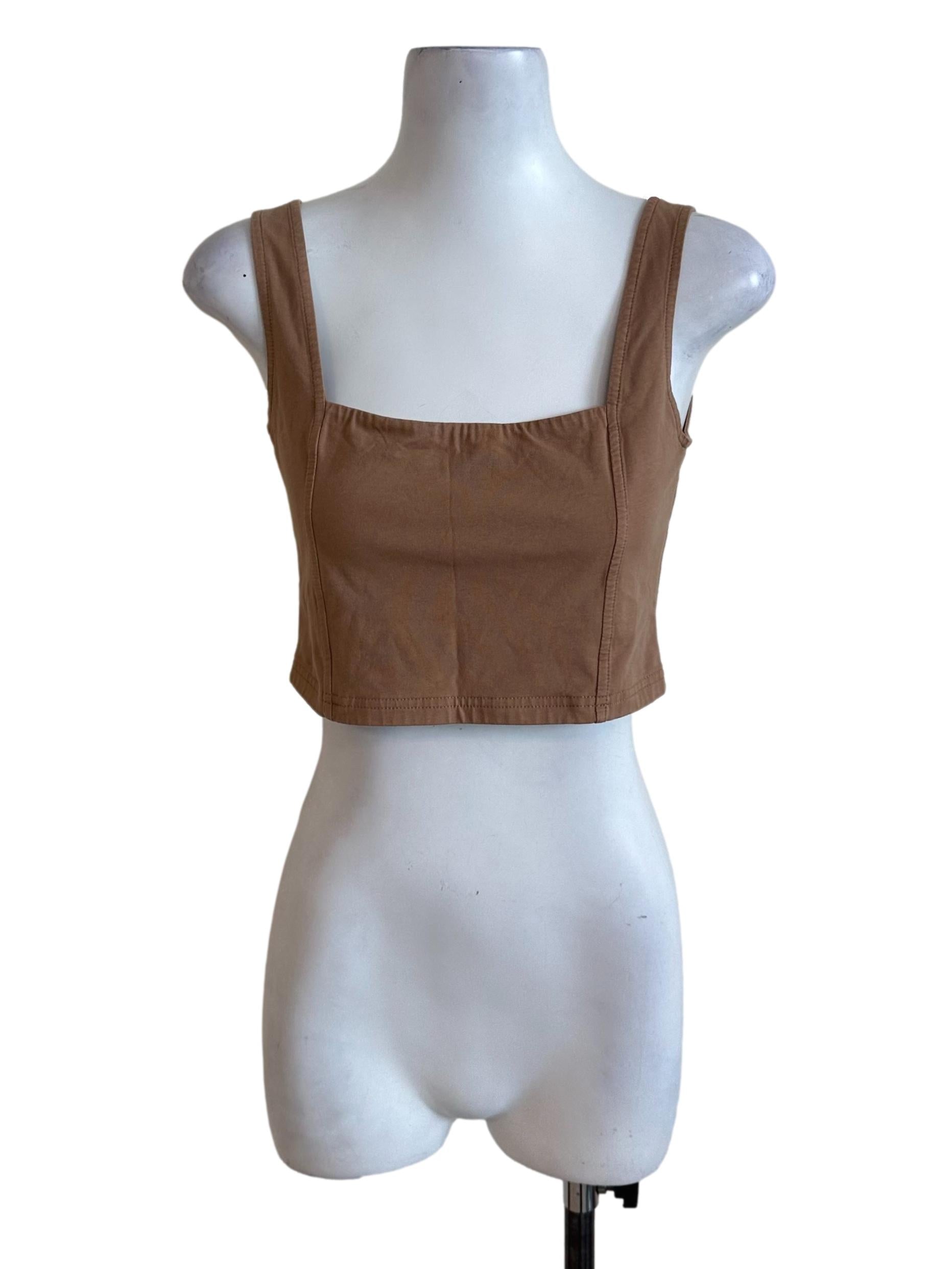 Chocolate Brown Square Neck Crop Top