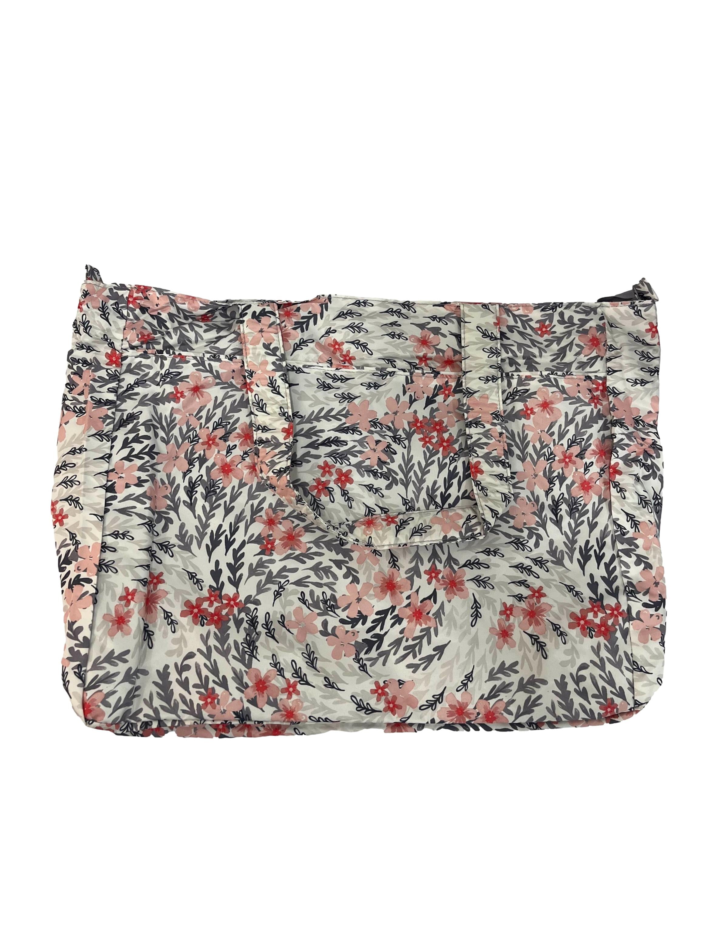 Cream Floral Large Tote Bag