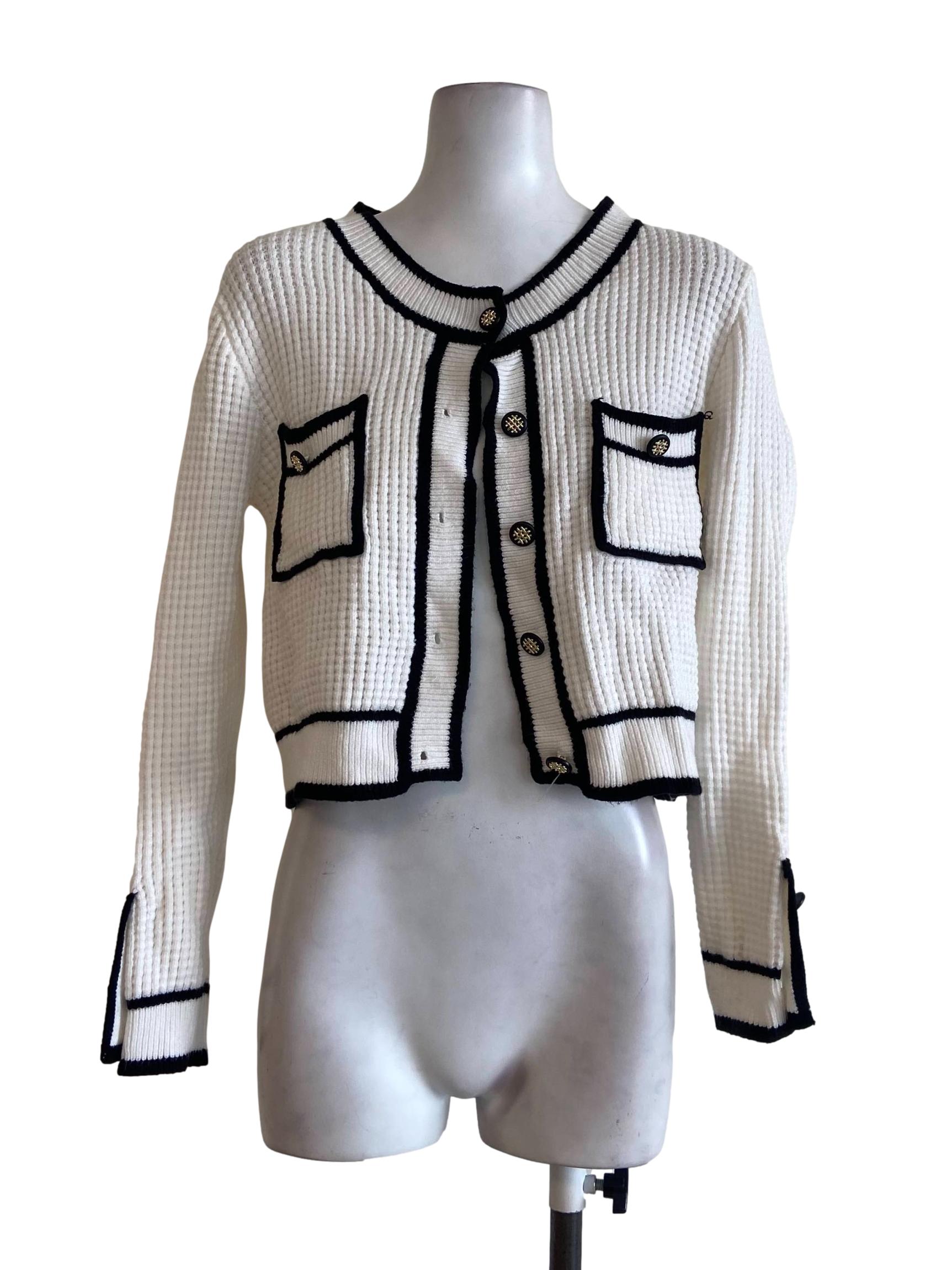 White Knitted Button Down Cardigan