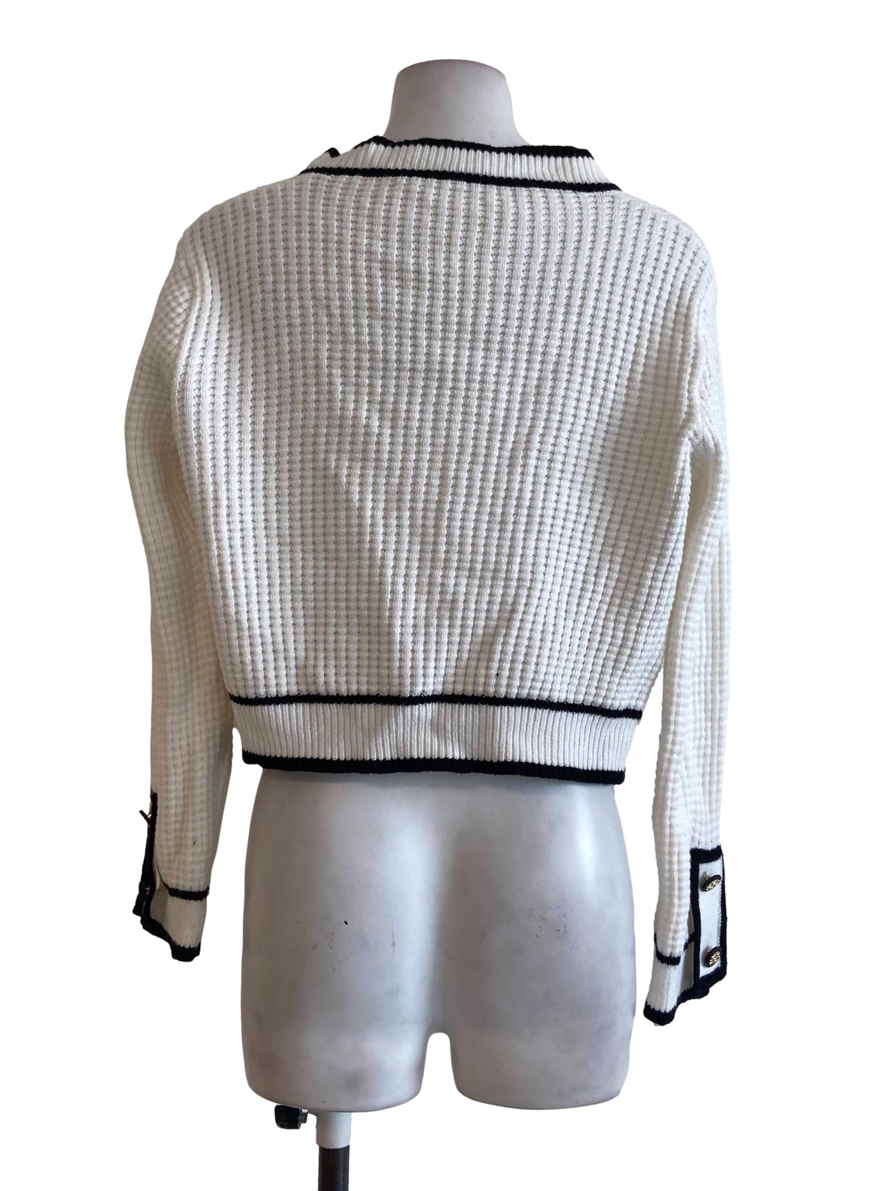 White Knitted Button Down Cardigan