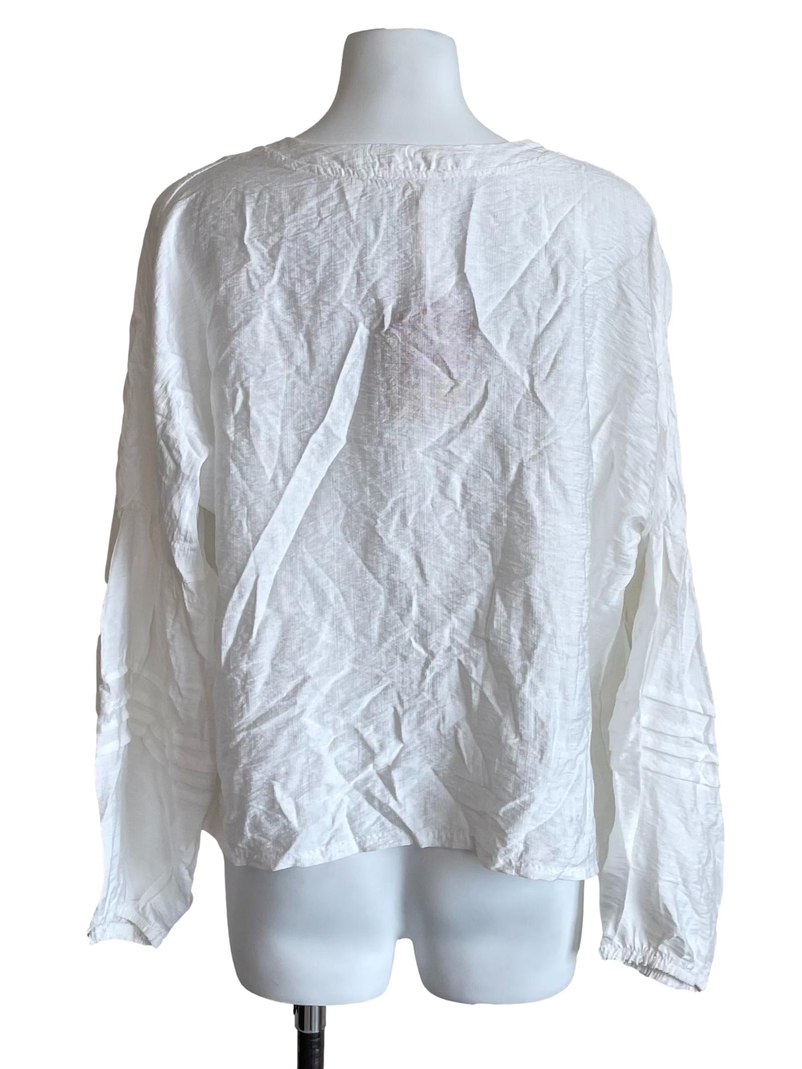 White Pleated Peasant Blouse